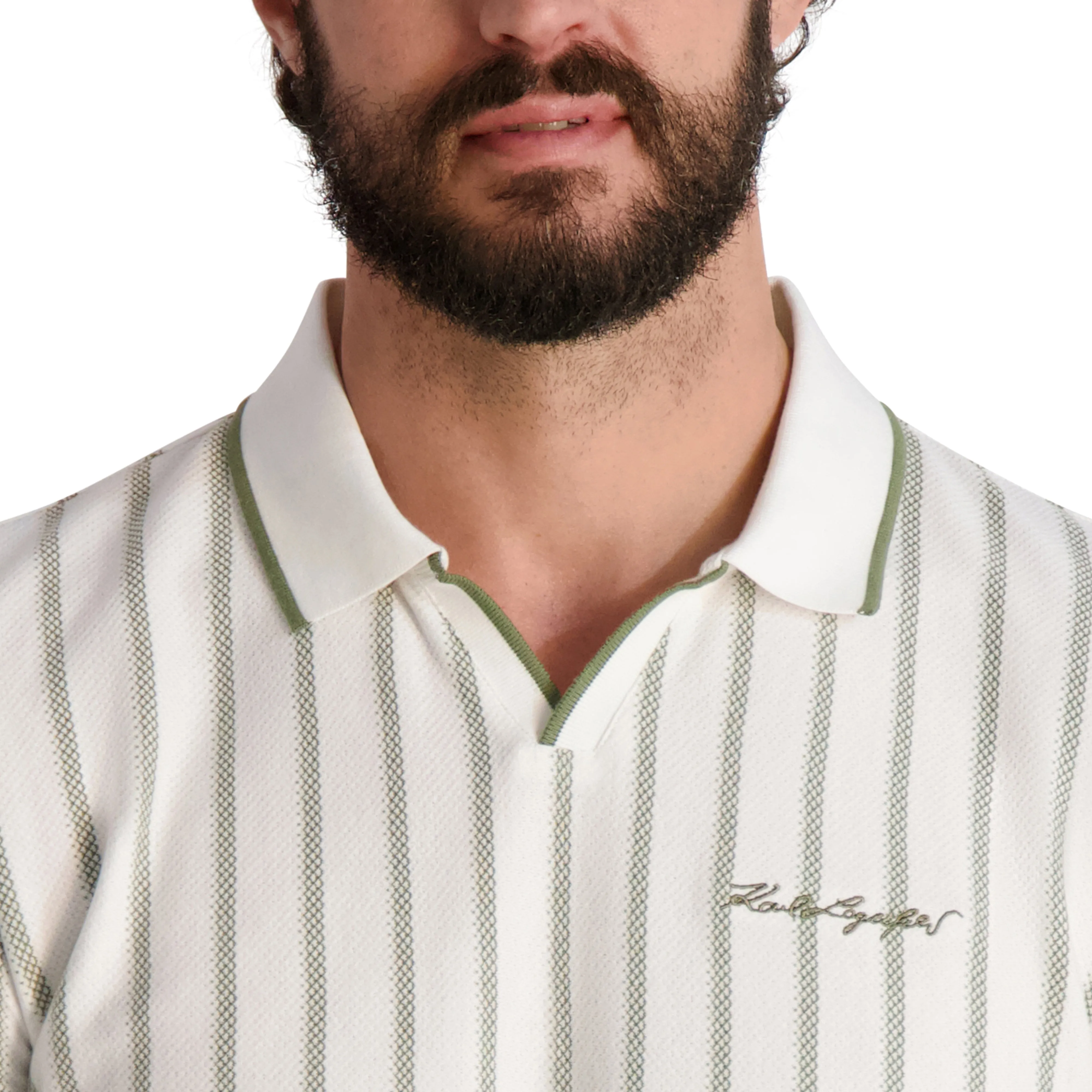 JOHNNY COLLAR STRIPED POLO WITH SIGNATURE sold by Karl Lagerfeld Paris product image thumbnail 5