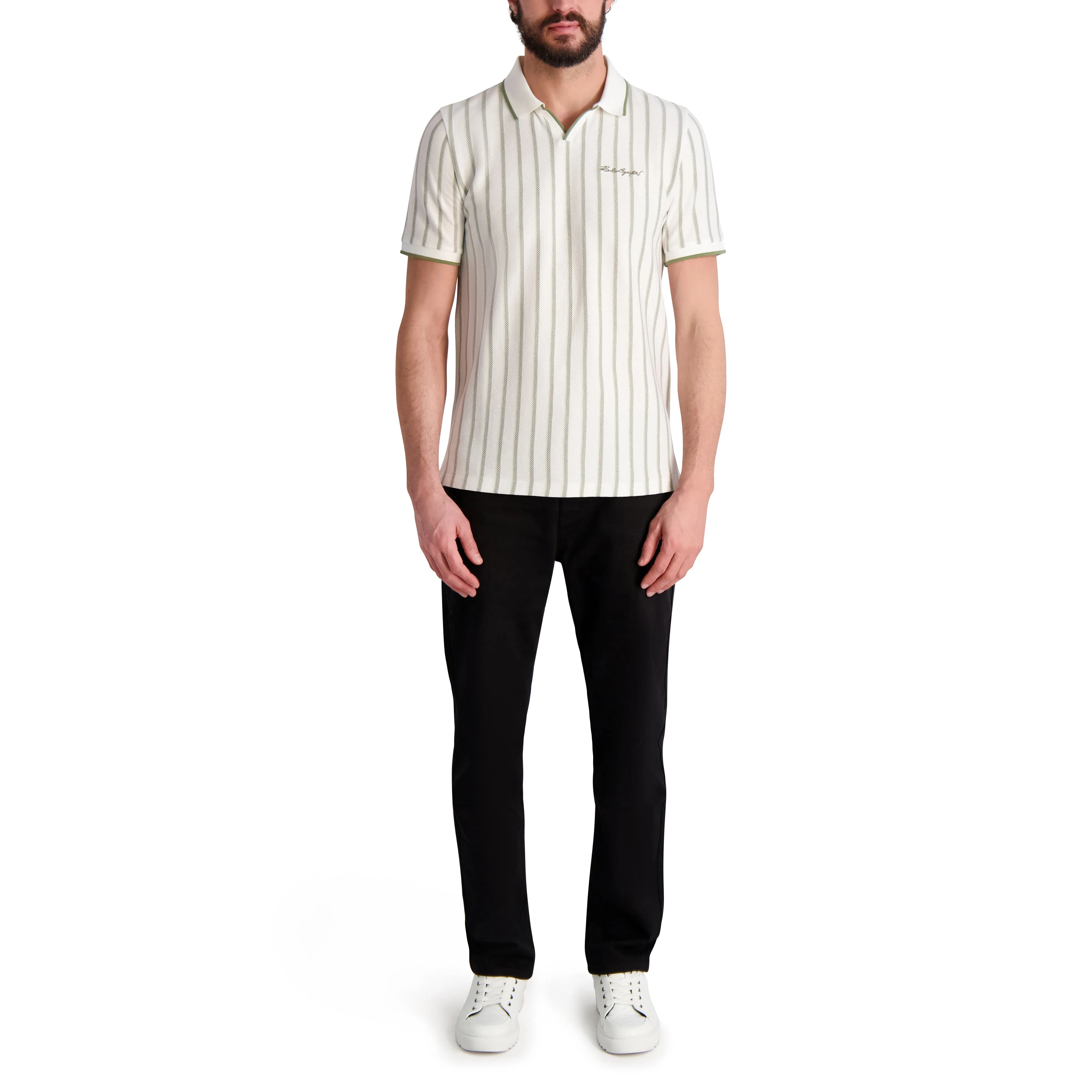 JOHNNY COLLAR STRIPED POLO WITH SIGNATURE sold by Karl Lagerfeld Paris product image thumbnail 4