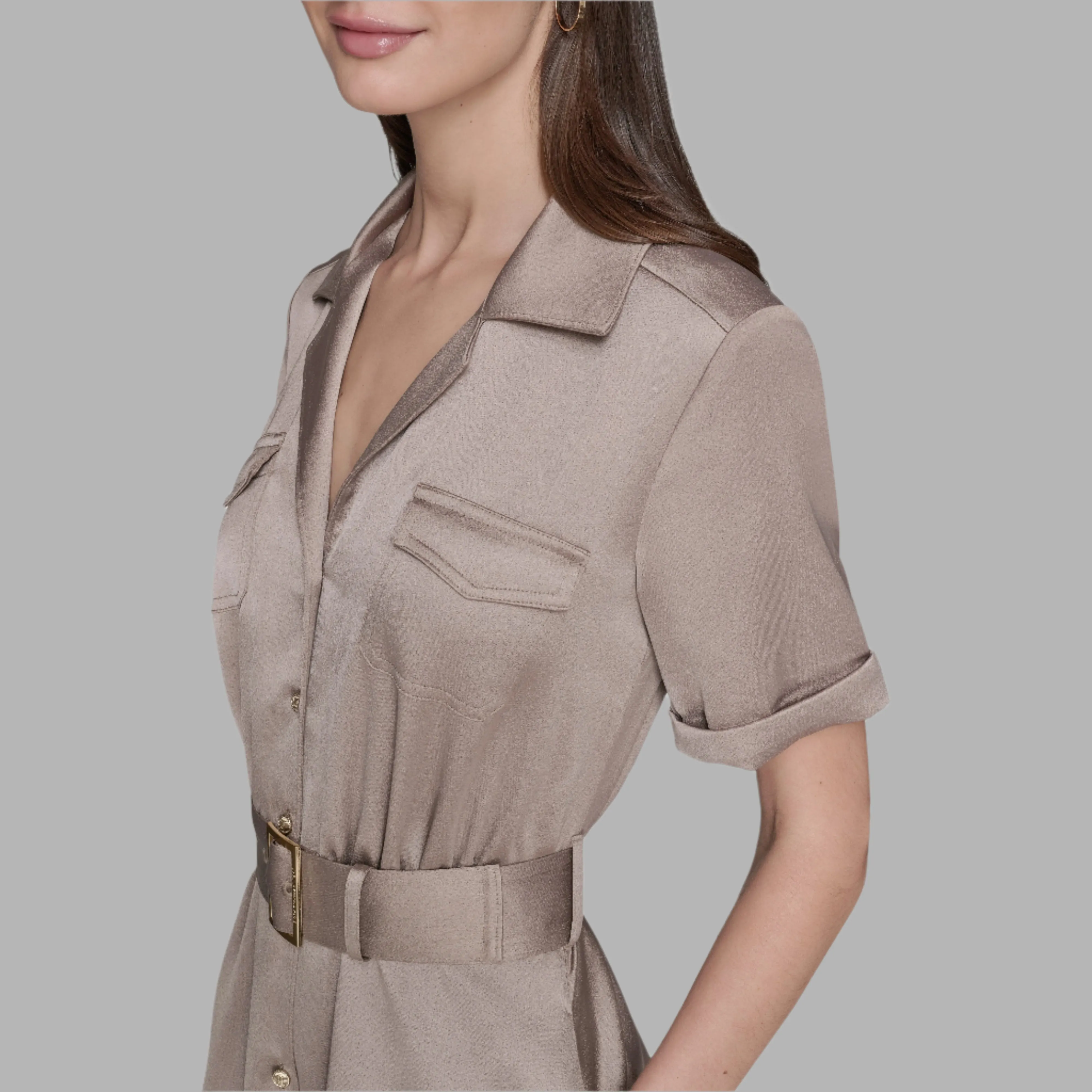 BELTED MAXI SHIRT DRESS sold by Karl Lagerfeld Paris product image thumbnail 5