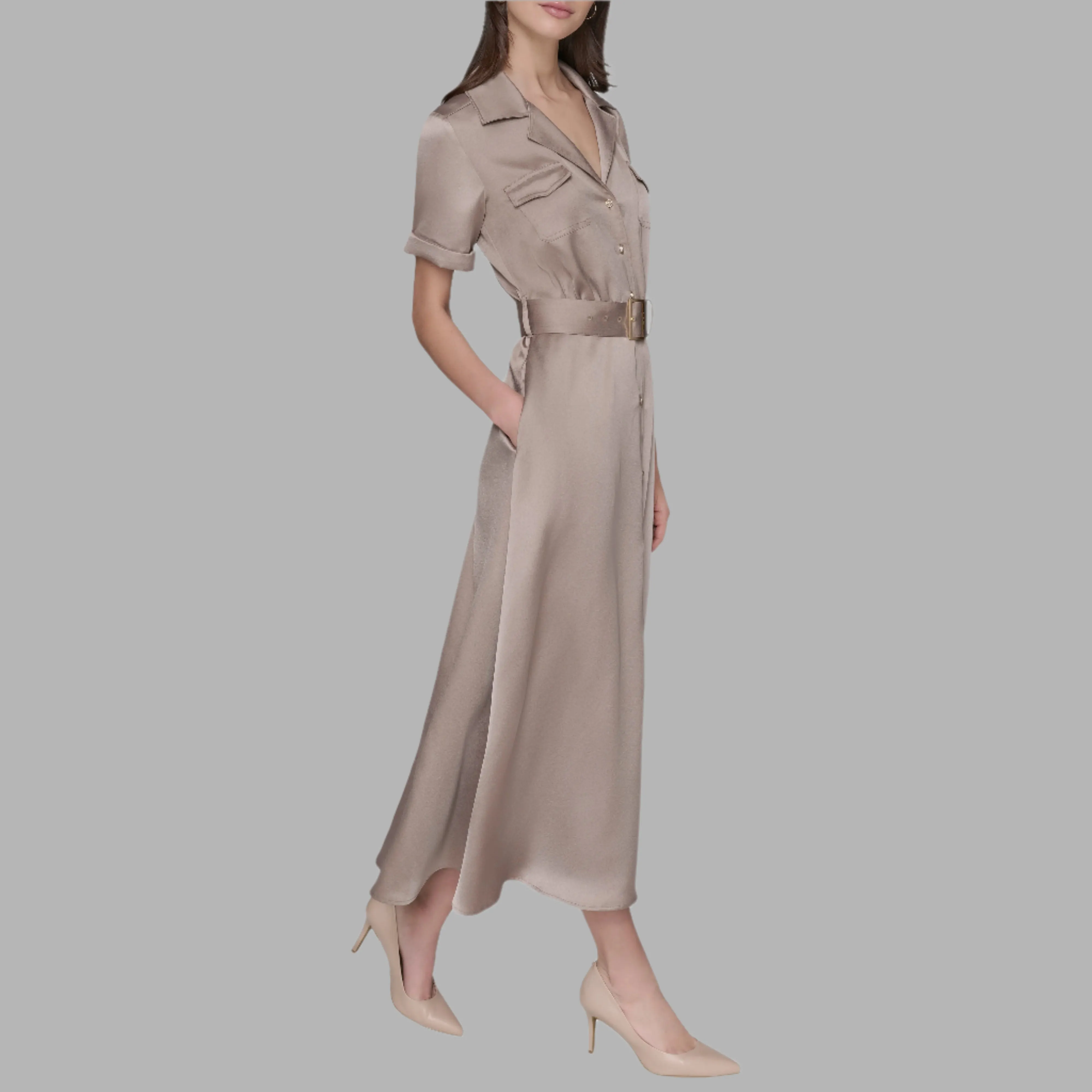 BELTED MAXI SHIRT DRESS sold by Karl Lagerfeld Paris product image thumbnail 3