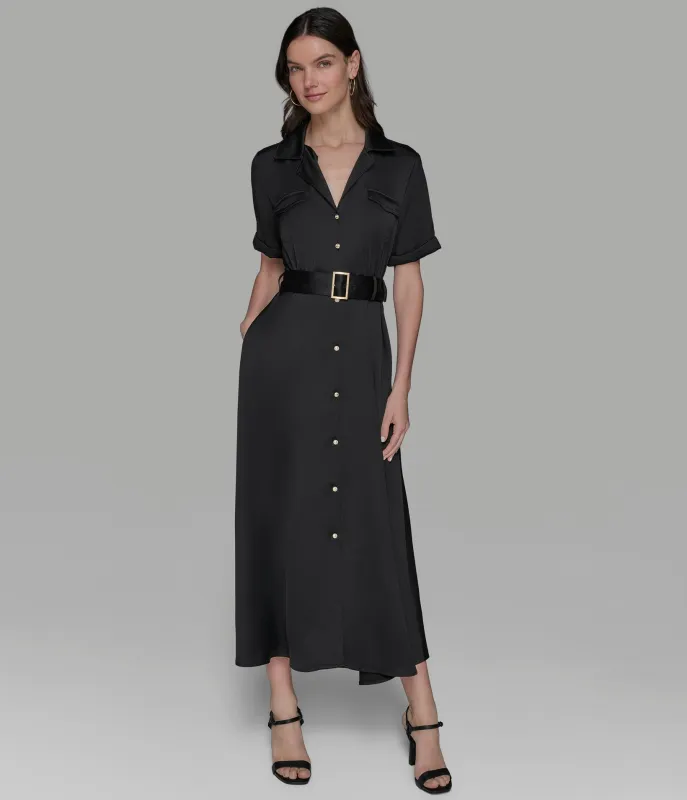BELTED MAXI SHIRT DRESS sold by Karl Lagerfeld Paris