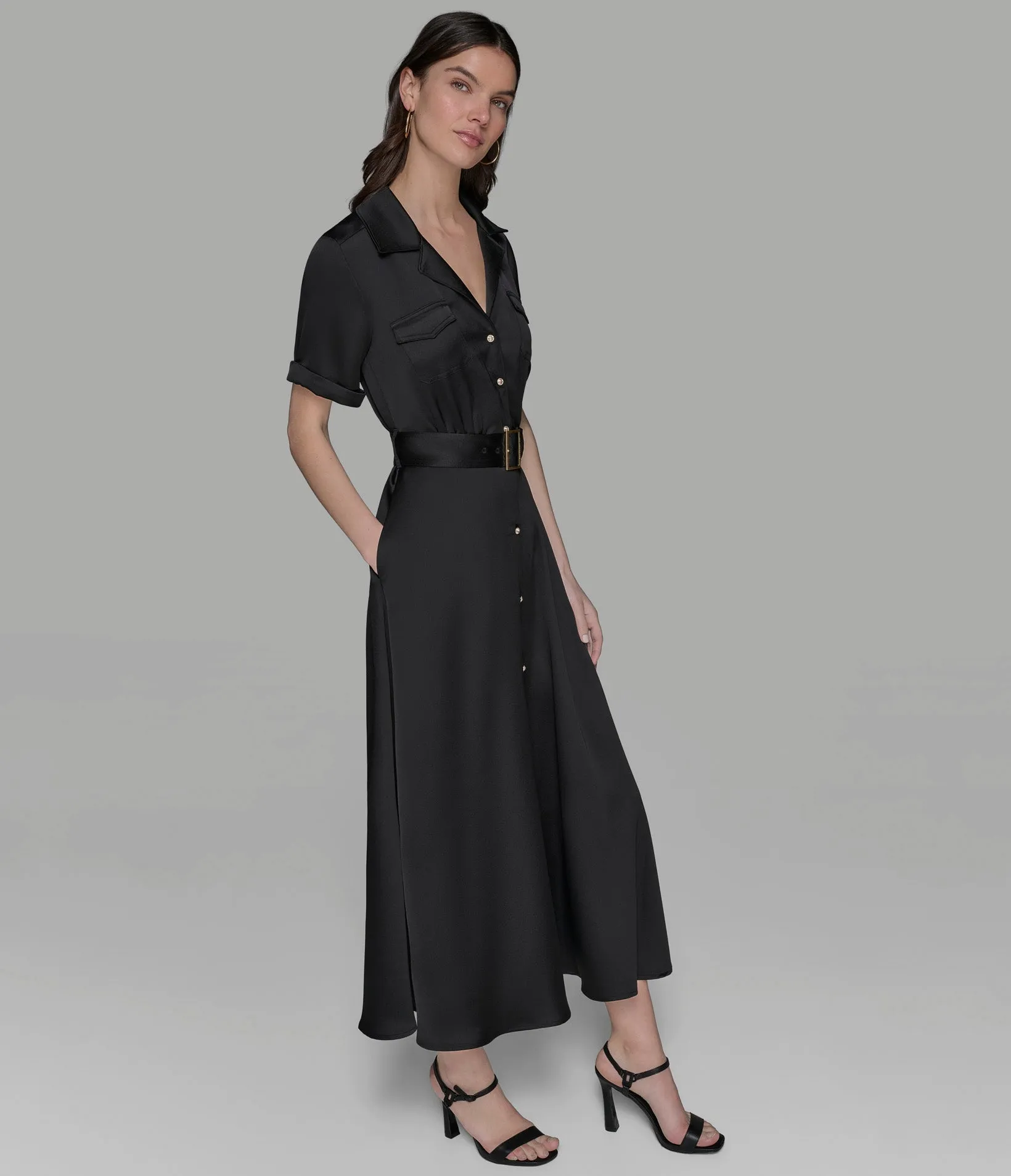 BELTED MAXI SHIRT DRESS sold by Karl Lagerfeld Paris product image thumbnail 3