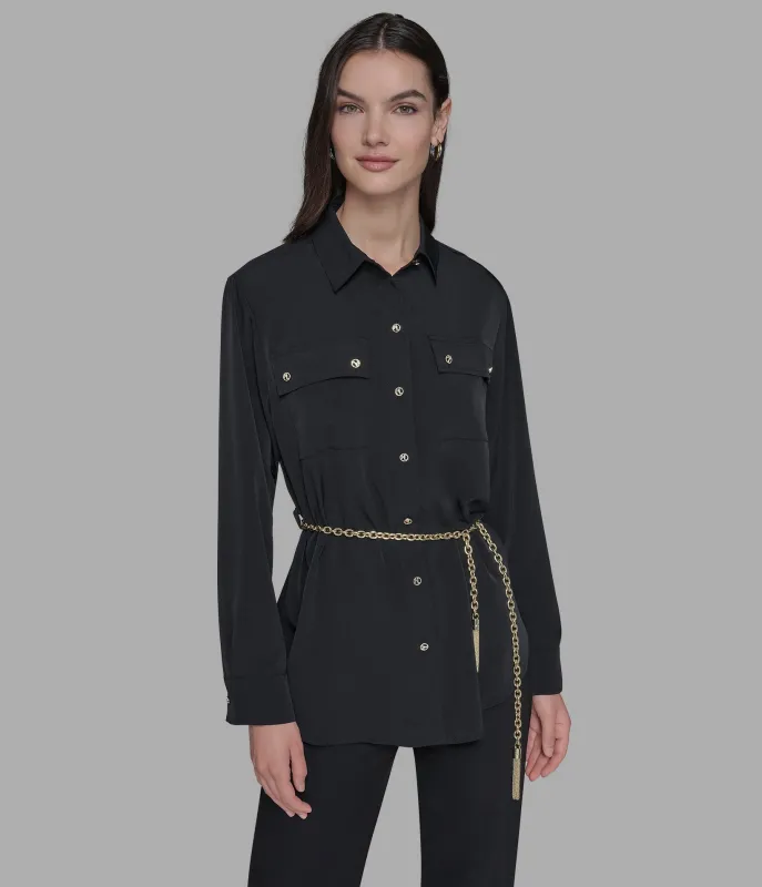 SOFT BLOUSE WITH CHAIN BELT sold by Karl Lagerfeld Paris
