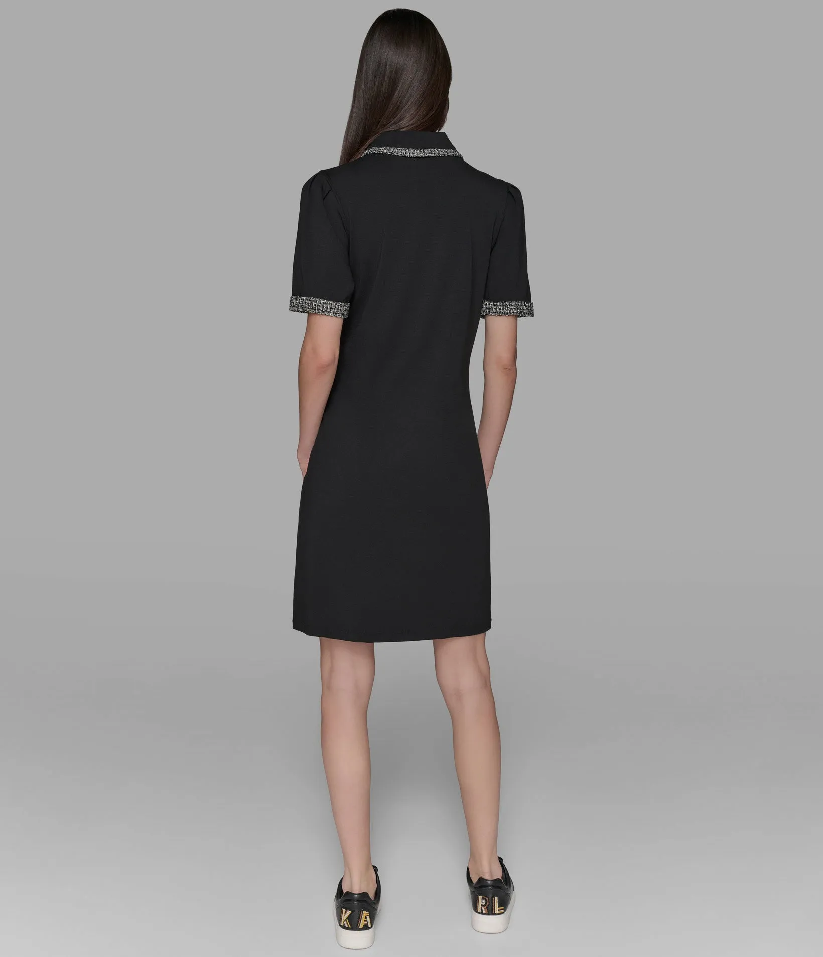 TWEED TRIM POLO DRESS sold by Karl Lagerfeld Paris product image thumbnail 2