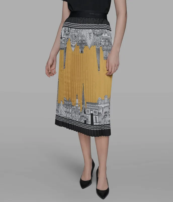 PARIS SCENE PLEATED MIDI SKIRT sold by Karl Lagerfeld Paris