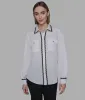 SOFT BLOUSE WITH TWEED TRIM sold by Karl Lagerfeld Paris
