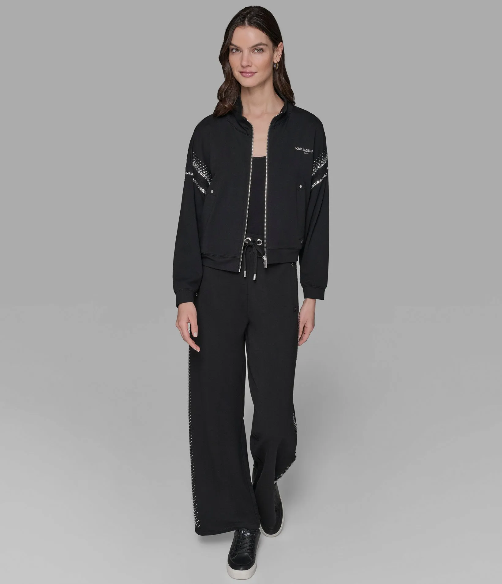 RHINESTONE TRIM TRACK JACKET sold by Karl Lagerfeld Paris product image thumbnail 3
