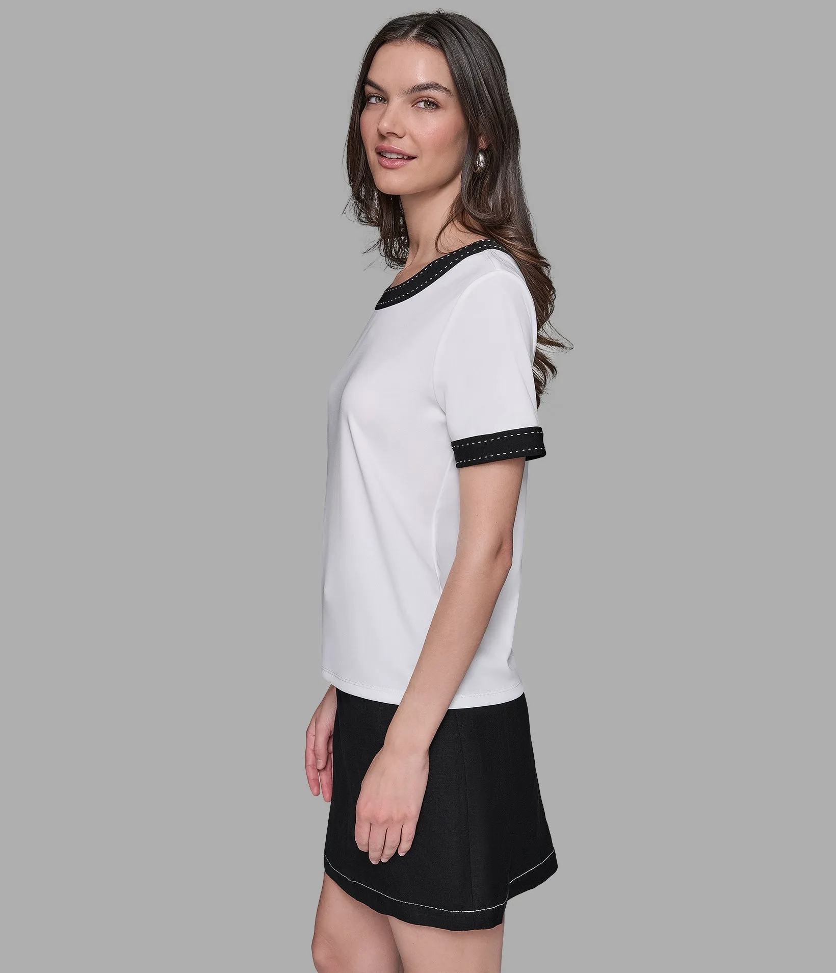 CONTRAST RIB KNIT TOP sold by Karl Lagerfeld Paris product image thumbnail 4