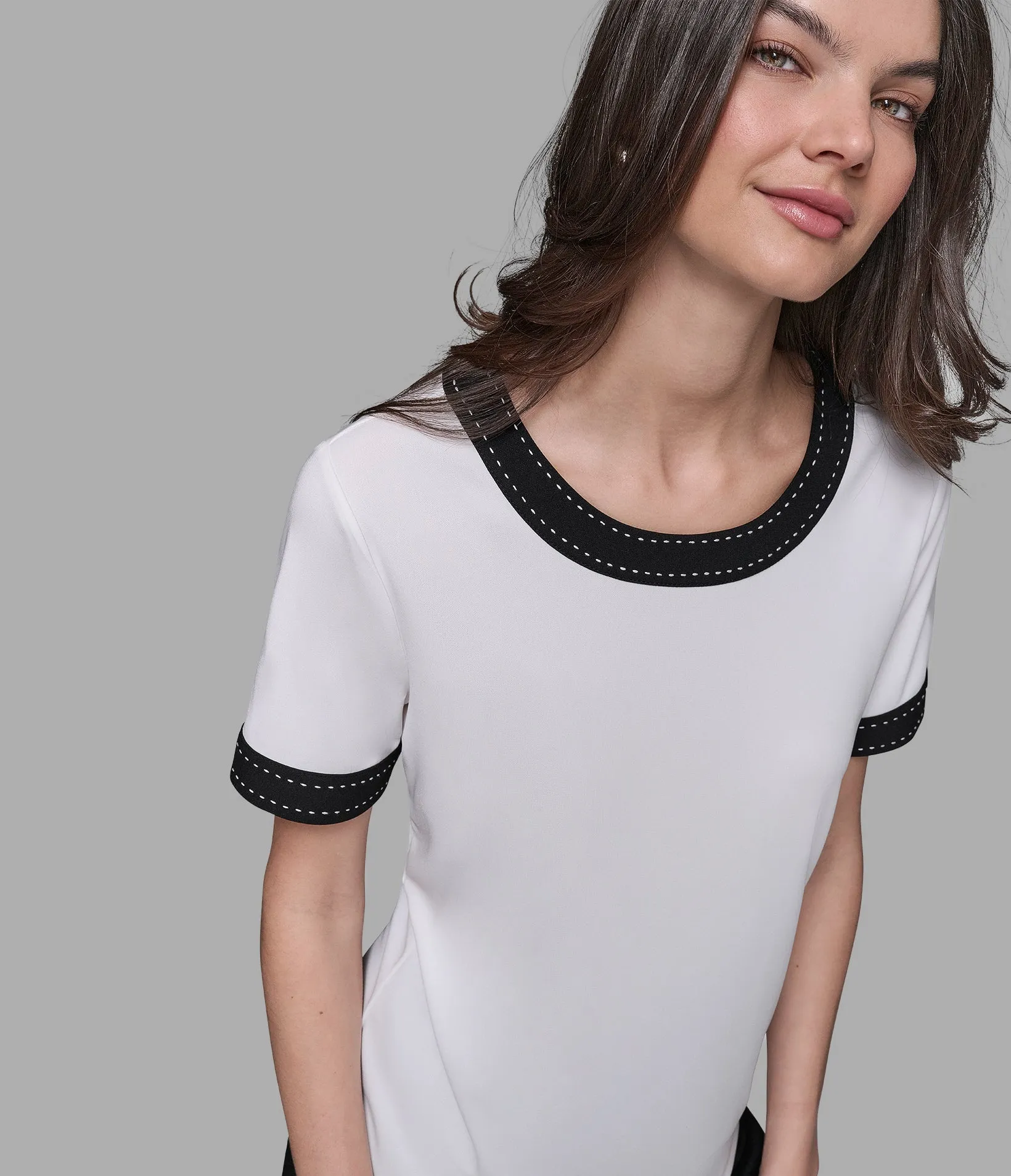 CONTRAST RIB KNIT TOP sold by Karl Lagerfeld Paris product image thumbnail 5