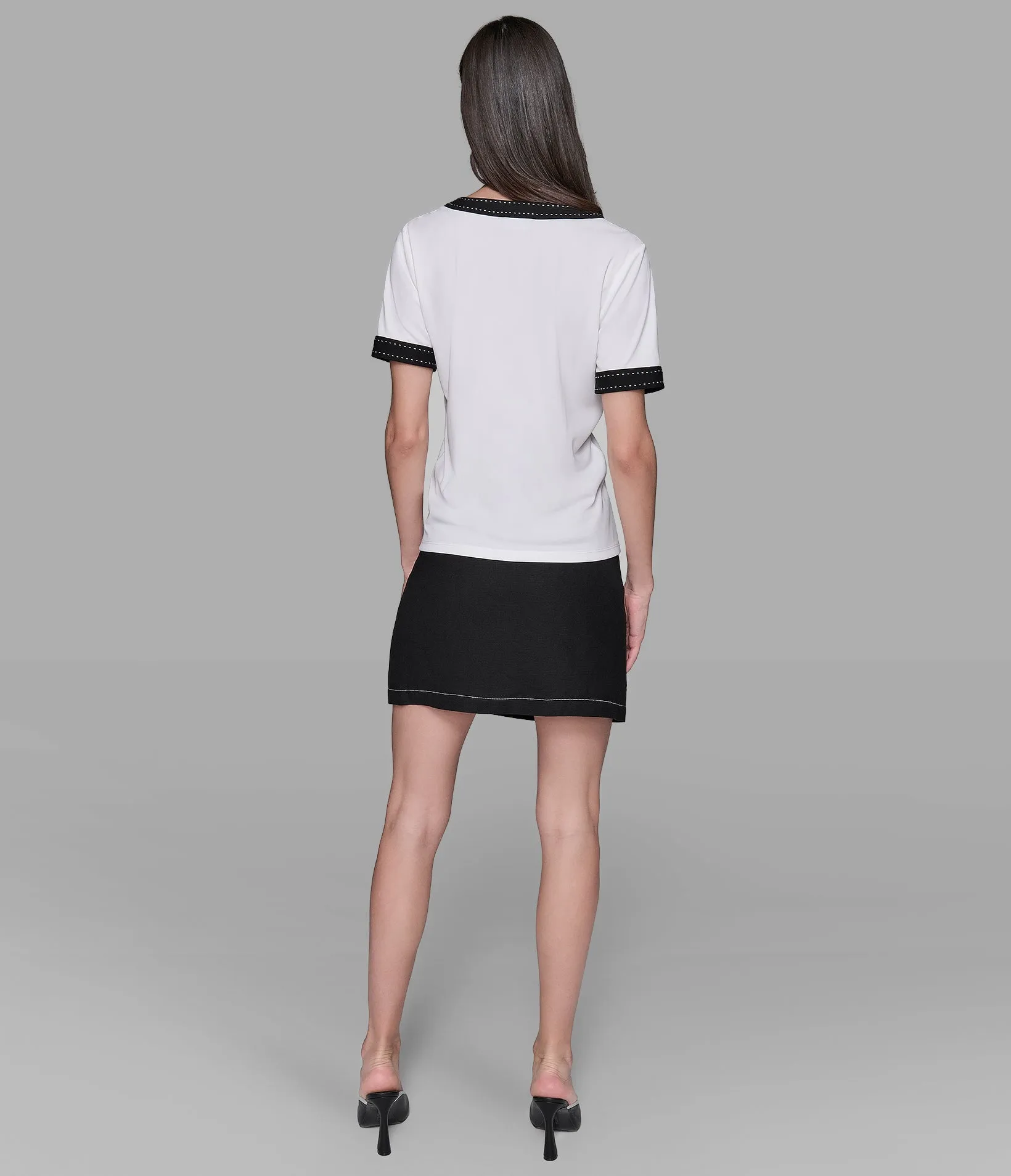 CONTRAST RIB KNIT TOP sold by Karl Lagerfeld Paris product image thumbnail 2