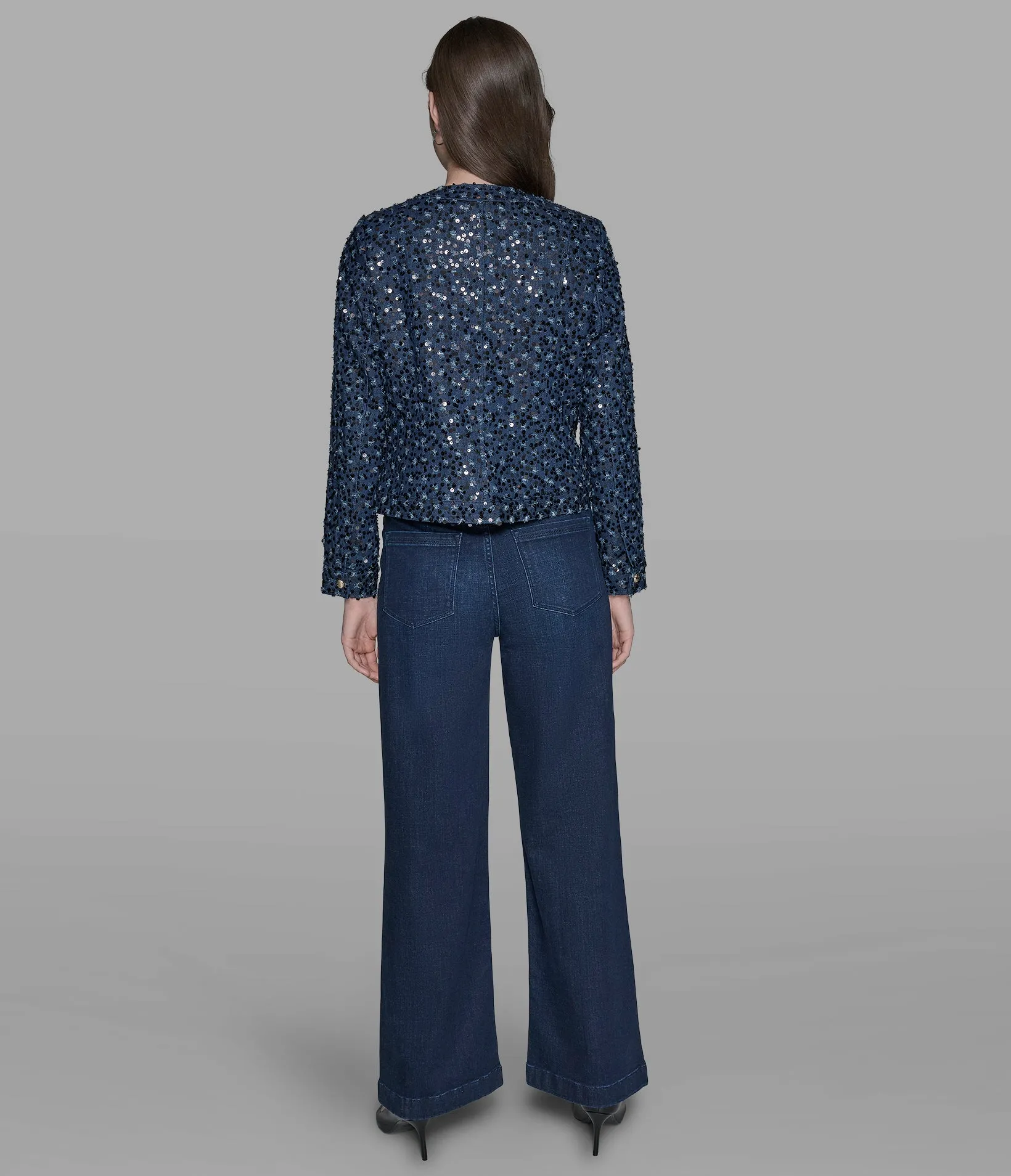 COLLARLESS SEQUIN JACKET sold by Karl Lagerfeld Paris product image thumbnail 2