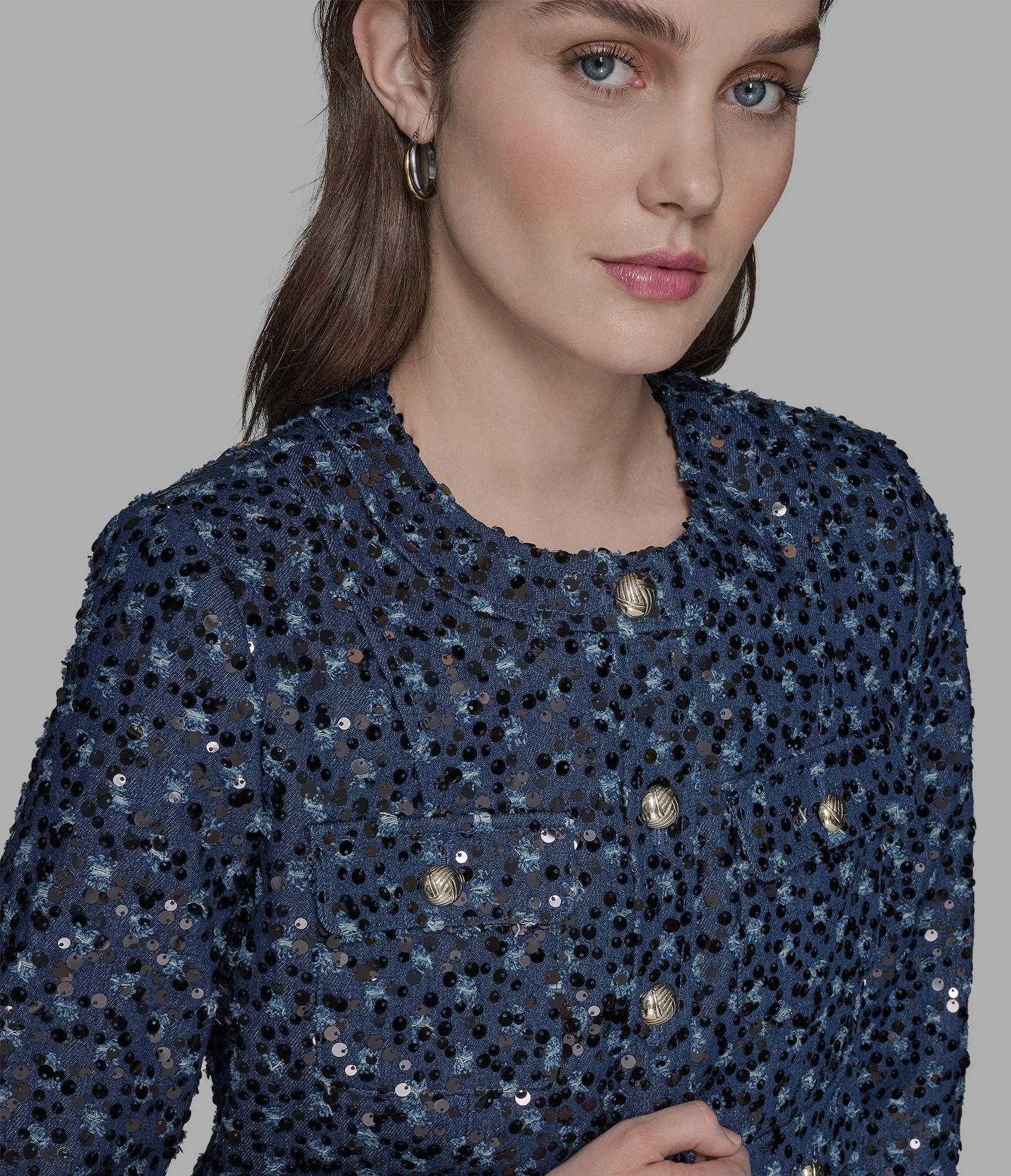 COLLARLESS SEQUIN JACKET sold by Karl Lagerfeld Paris product image thumbnail 5