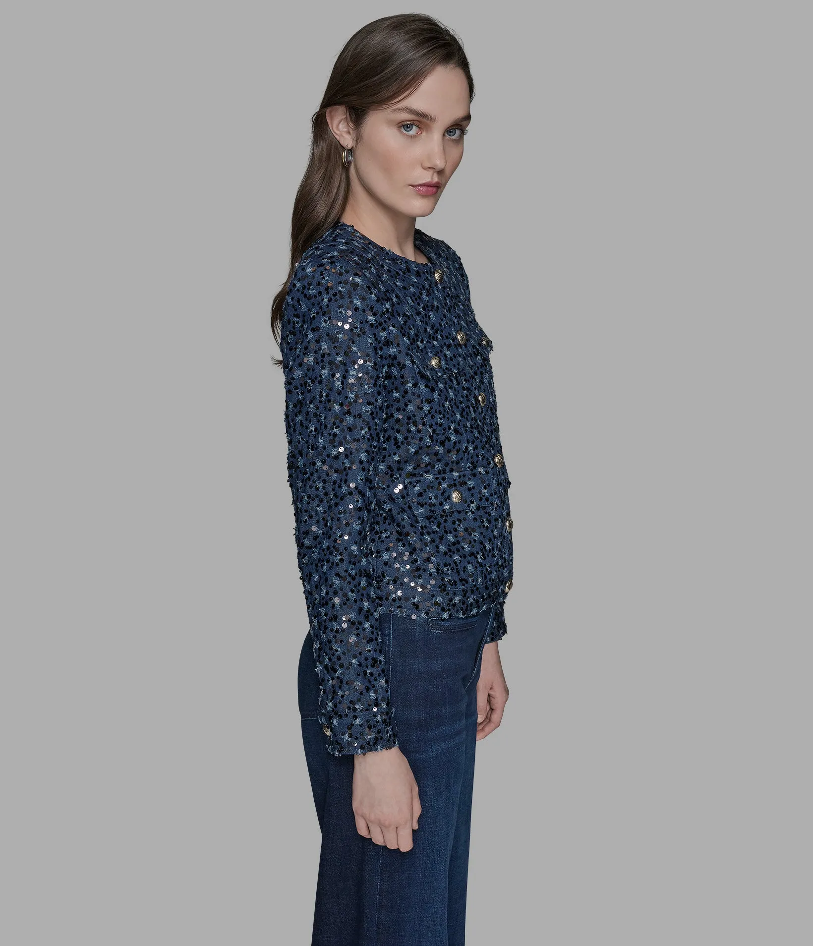 COLLARLESS SEQUIN JACKET sold by Karl Lagerfeld Paris product image thumbnail 4