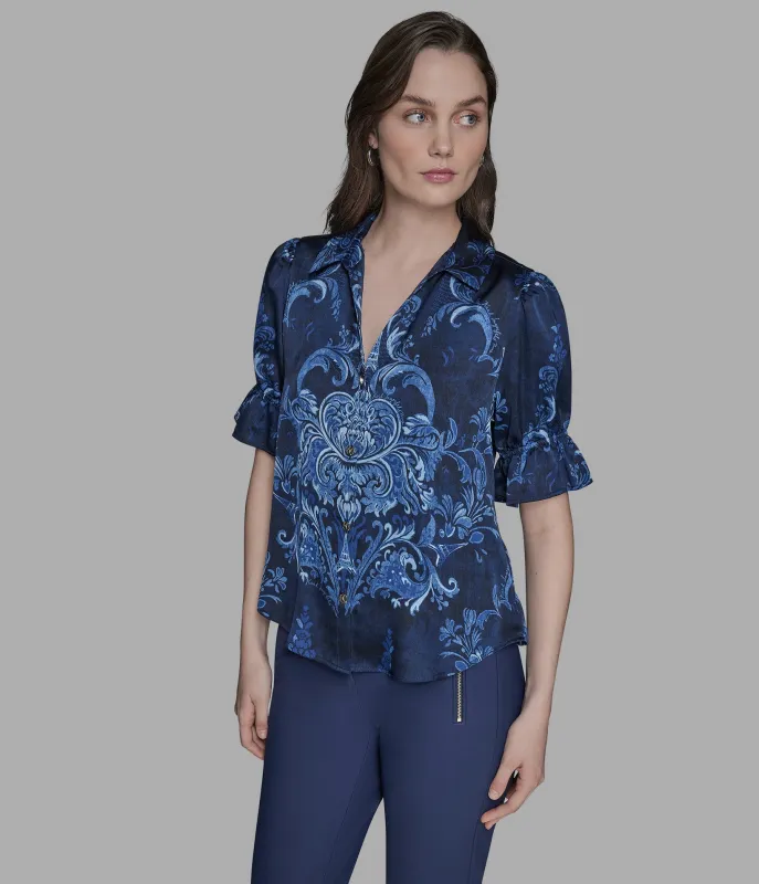 PRINTED SHORT SLEEVE TOP sold by Karl Lagerfeld Paris