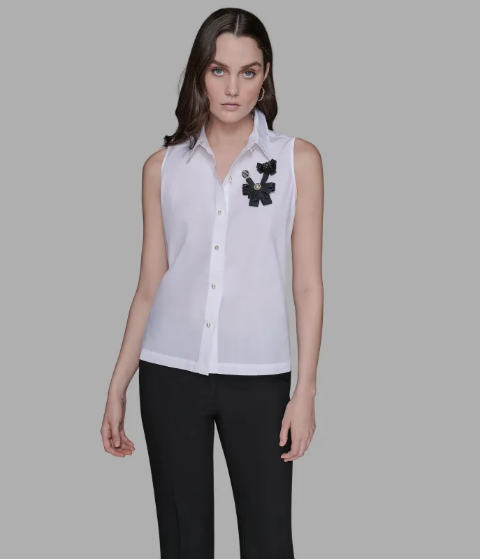 SLEEVELESS WOVEN TOP sold by Karl Lagerfeld Paris