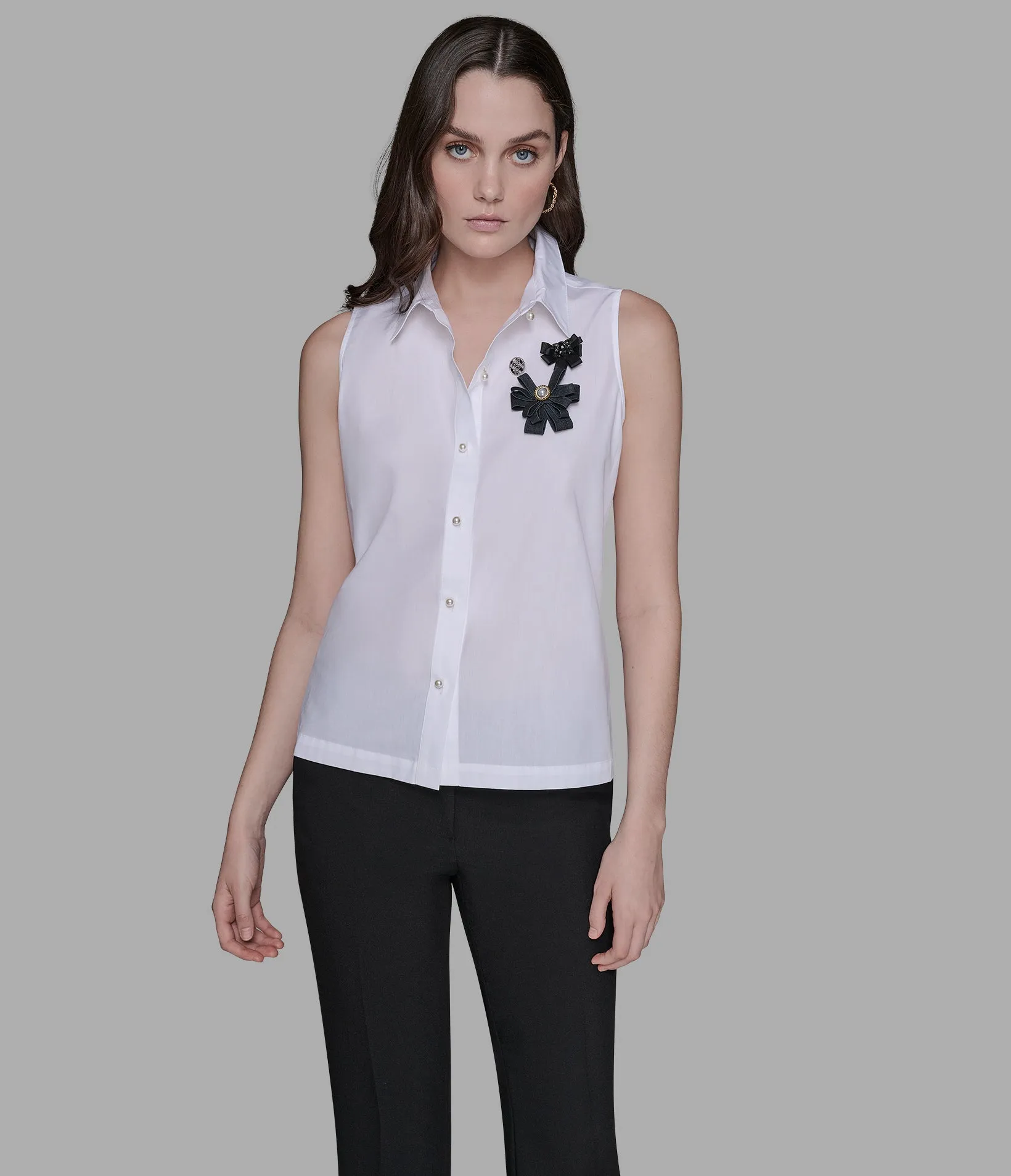 SLEEVELESS WOVEN TOP sold by Karl Lagerfeld Paris