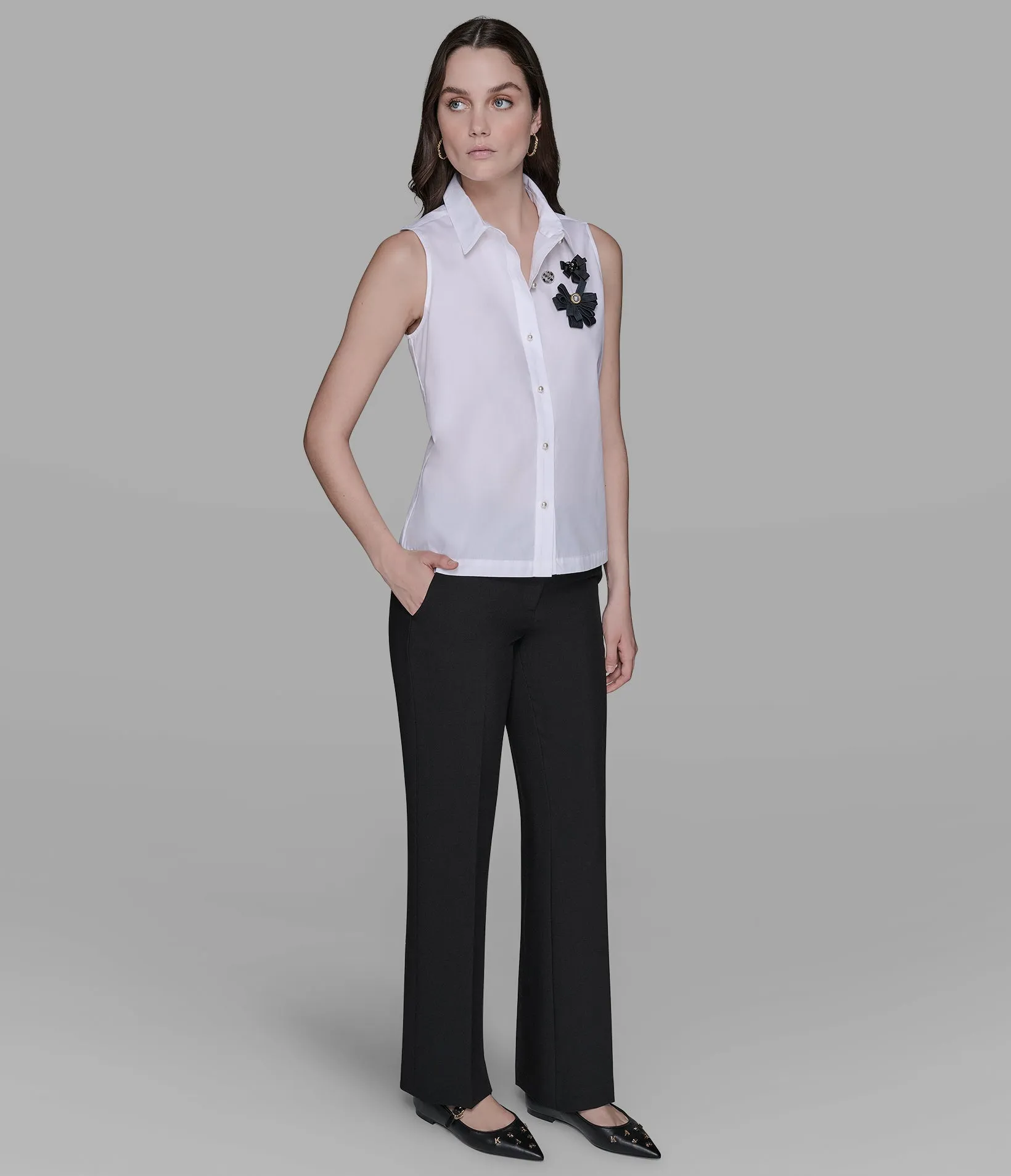 SLEEVELESS WOVEN TOP sold by Karl Lagerfeld Paris product image thumbnail 3