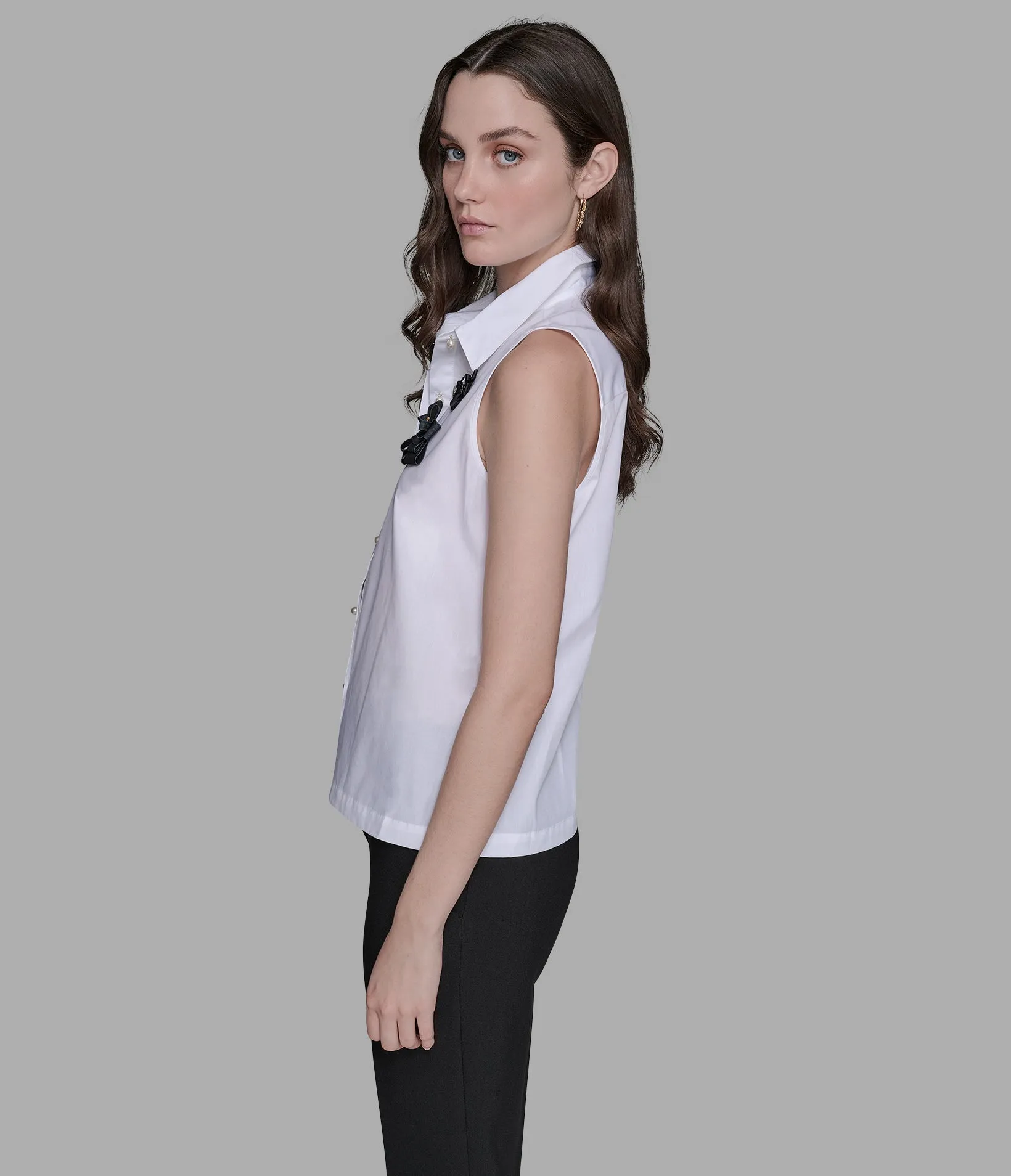 SLEEVELESS WOVEN TOP sold by Karl Lagerfeld Paris product image thumbnail 4