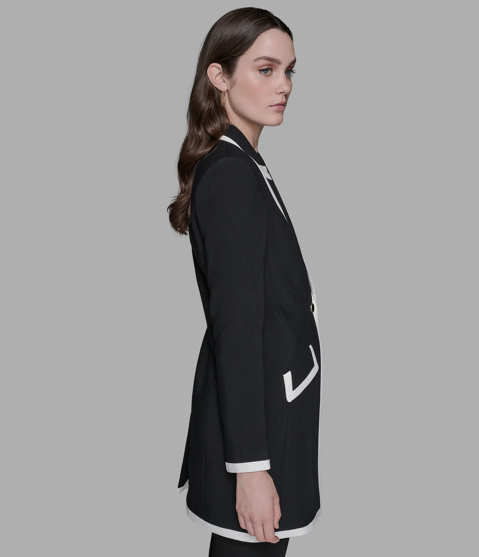 CONTRAST TRIM OVERCOAT sold by Karl Lagerfeld Paris product image thumbnail 5