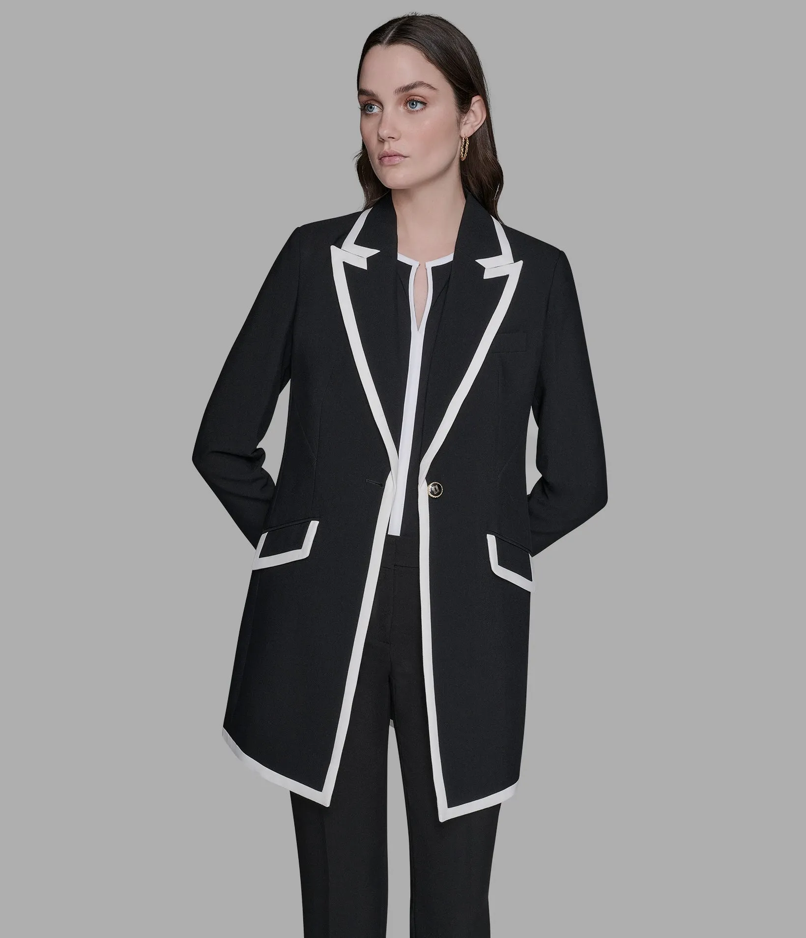 CONTRAST TRIM OVERCOAT sold by Karl Lagerfeld Paris