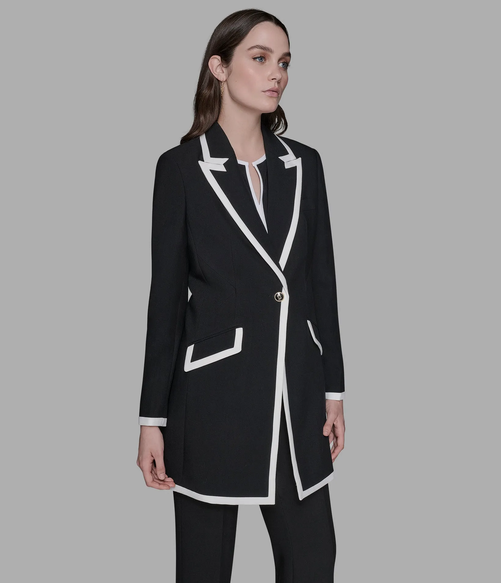 CONTRAST TRIM OVERCOAT sold by Karl Lagerfeld Paris product image thumbnail 4