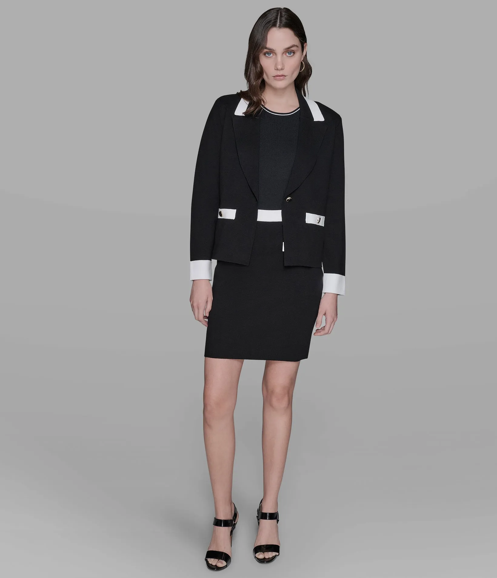 LONG SLEEVE KNIT BLAZER sold by Karl Lagerfeld Paris product image thumbnail 3