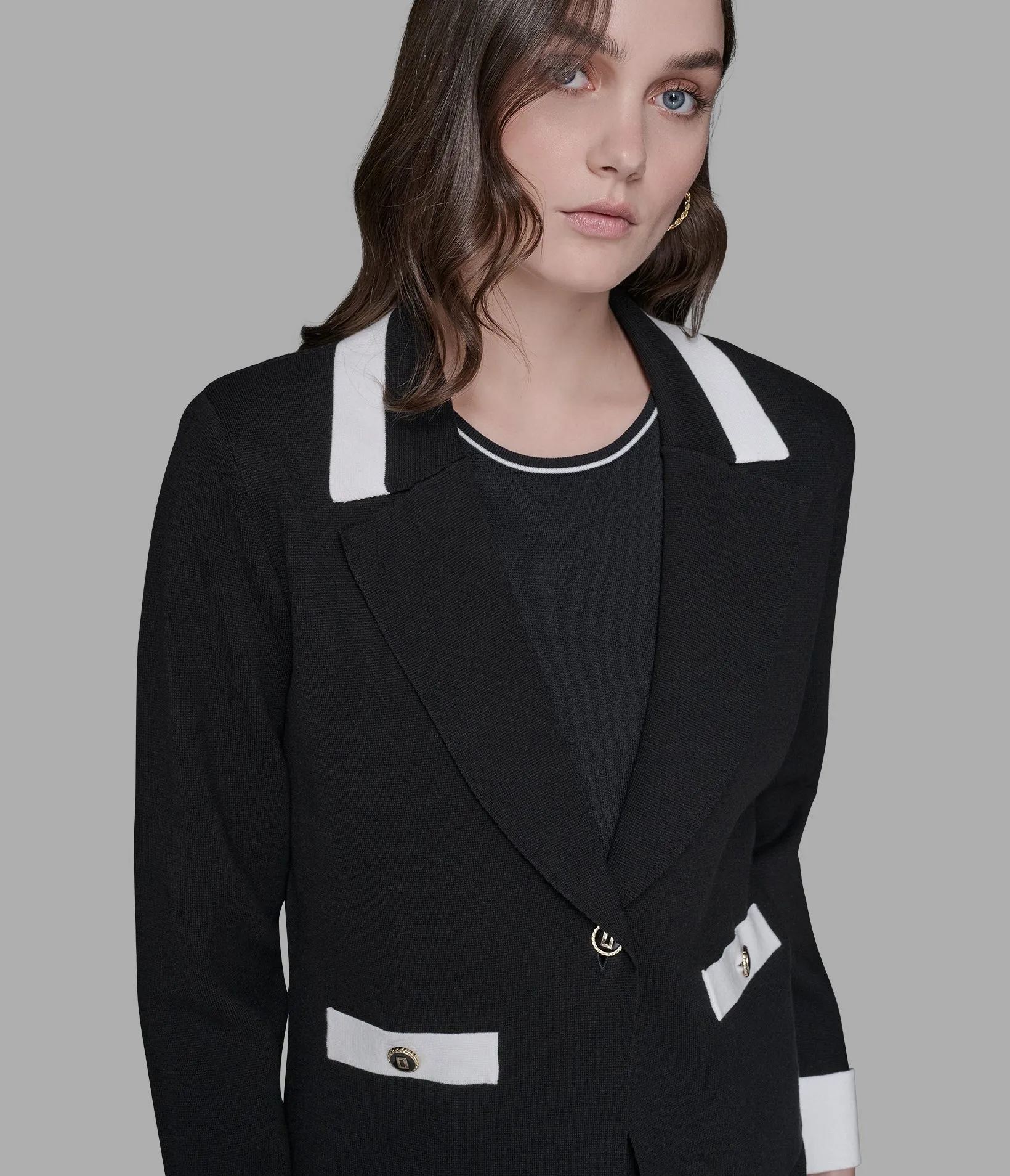 LONG SLEEVE KNIT BLAZER sold by Karl Lagerfeld Paris product image thumbnail 5