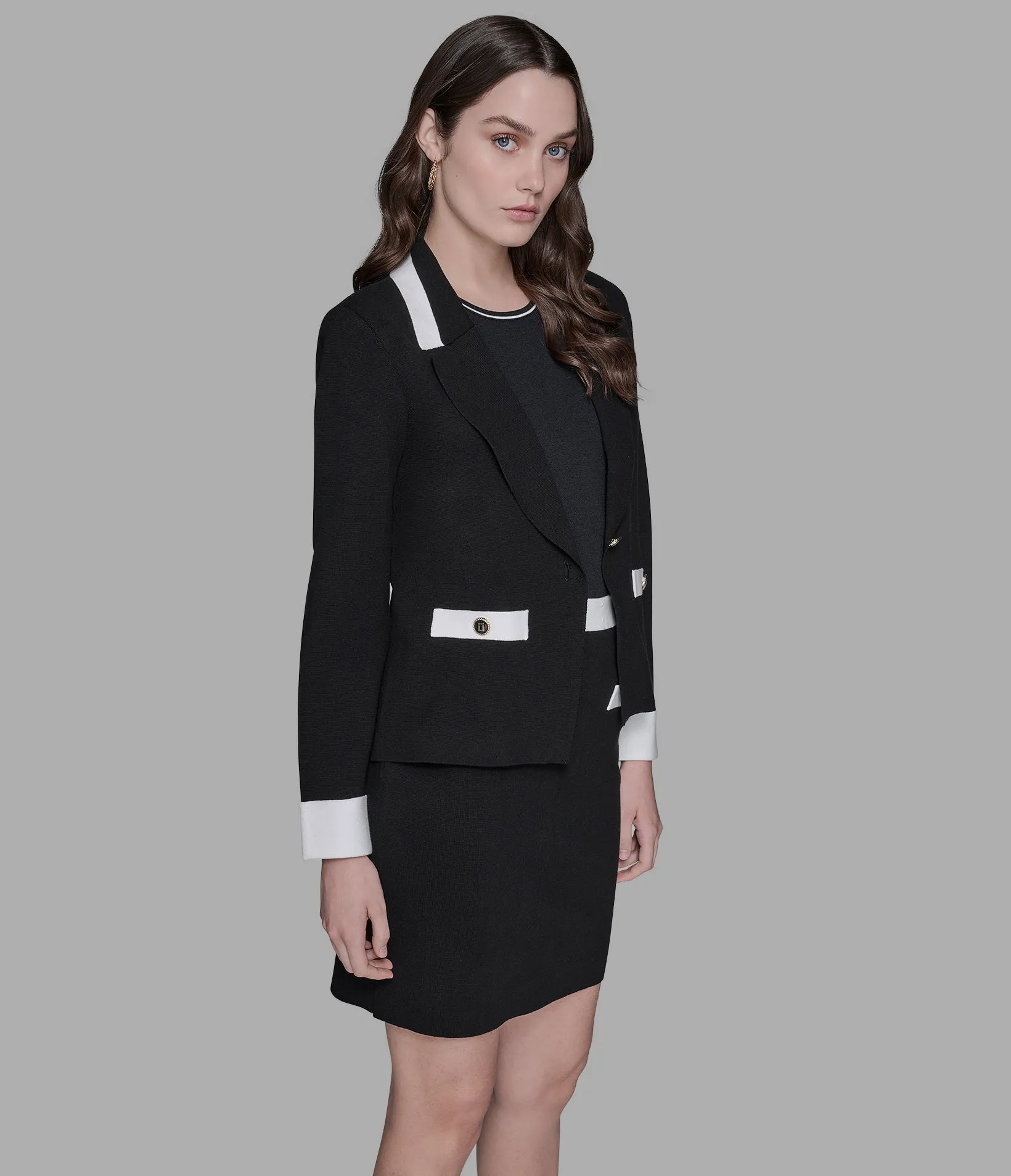 LONG SLEEVE KNIT BLAZER sold by Karl Lagerfeld Paris product image thumbnail 4