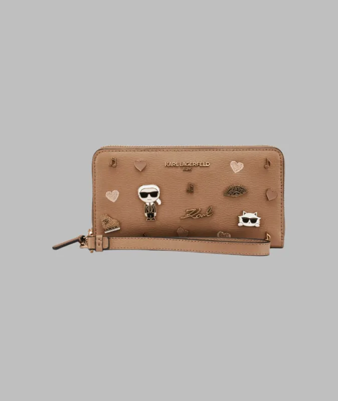 LARGE ZIP WALLET WITH PINS sold by Karl Lagerfeld Paris