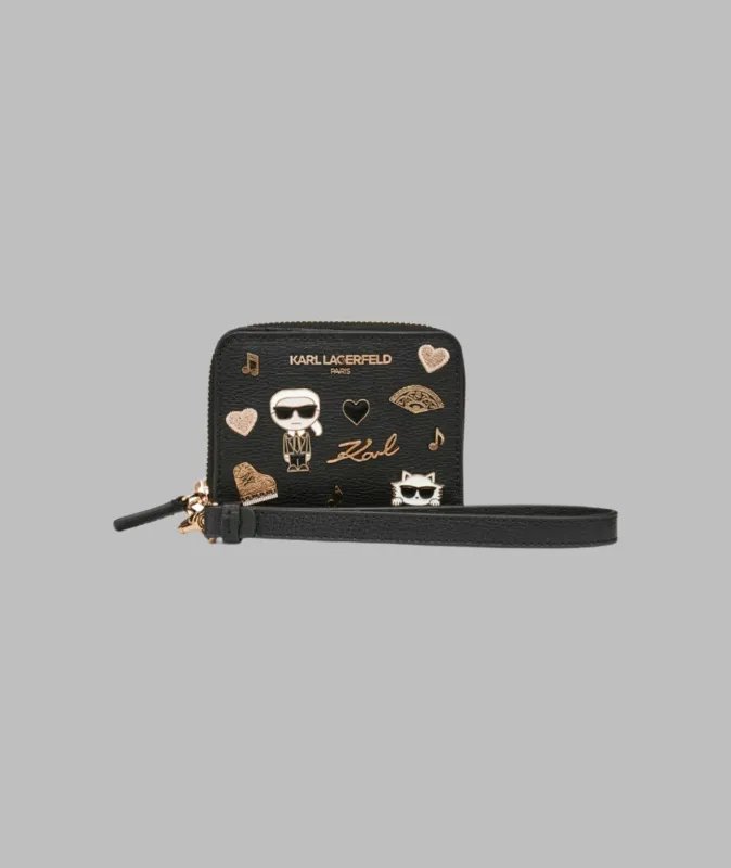 SMALL ZIP WALLET WITH PINS sold by Karl Lagerfeld Paris
