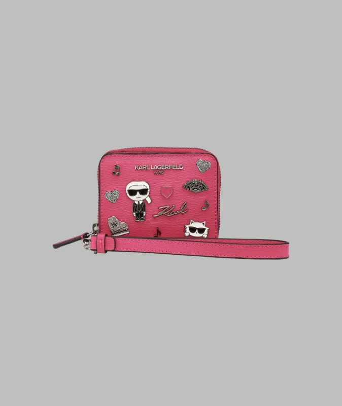 SMALL ZIP WALLET WITH PINS sold by Karl Lagerfeld Paris