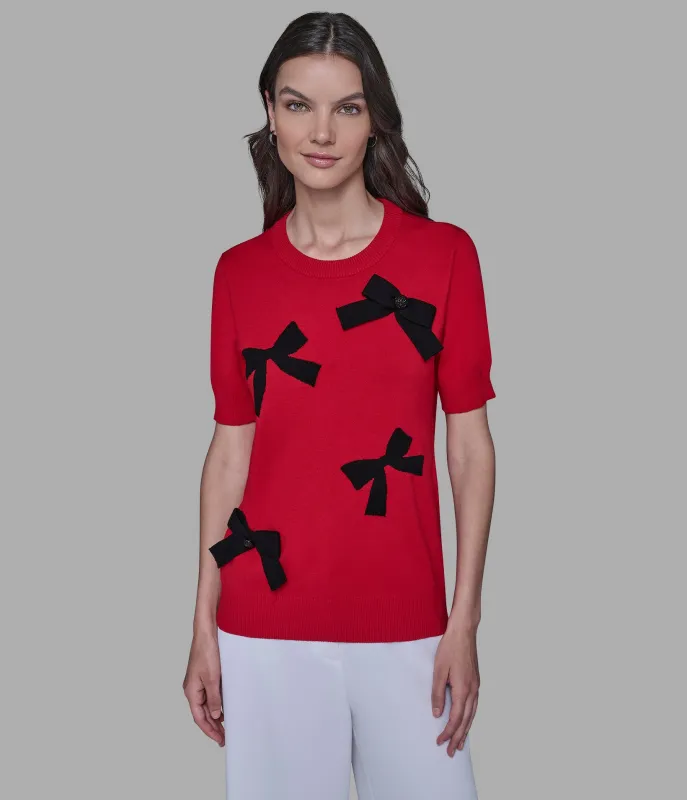 SHORT SLEEVE 3D BOWS SWEATER sold by Karl Lagerfeld Paris