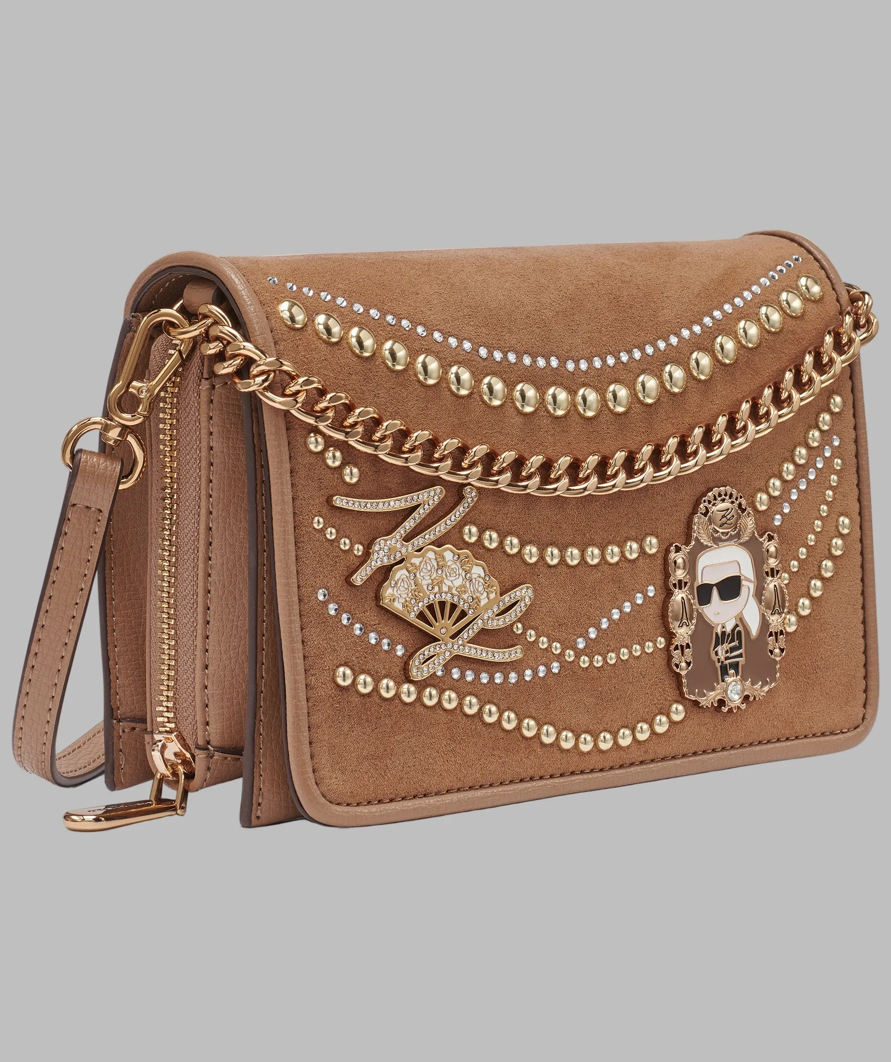 LOURDES SUEDE FLAP CROSSBODY sold by Karl Lagerfeld Paris product image thumbnail 3