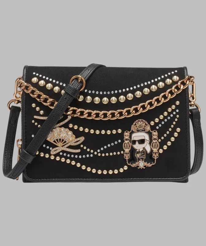 LOURDES SUEDE FLAP CROSSBODY sold by Karl Lagerfeld Paris