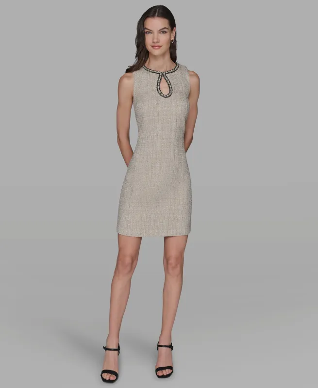 MULTI TEXTURE TWEED SHIFT DRESS sold by Karl Lagerfeld Paris