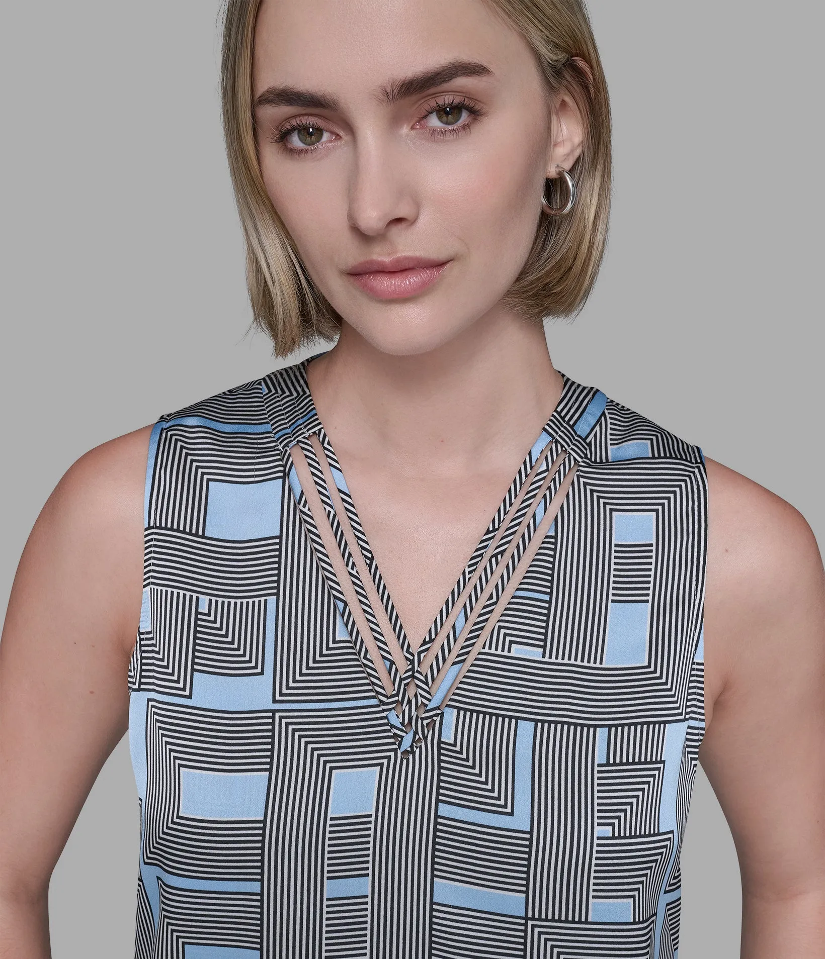 PRINTED CRISS-CROSS TOP sold by Karl Lagerfeld Paris product image thumbnail 5