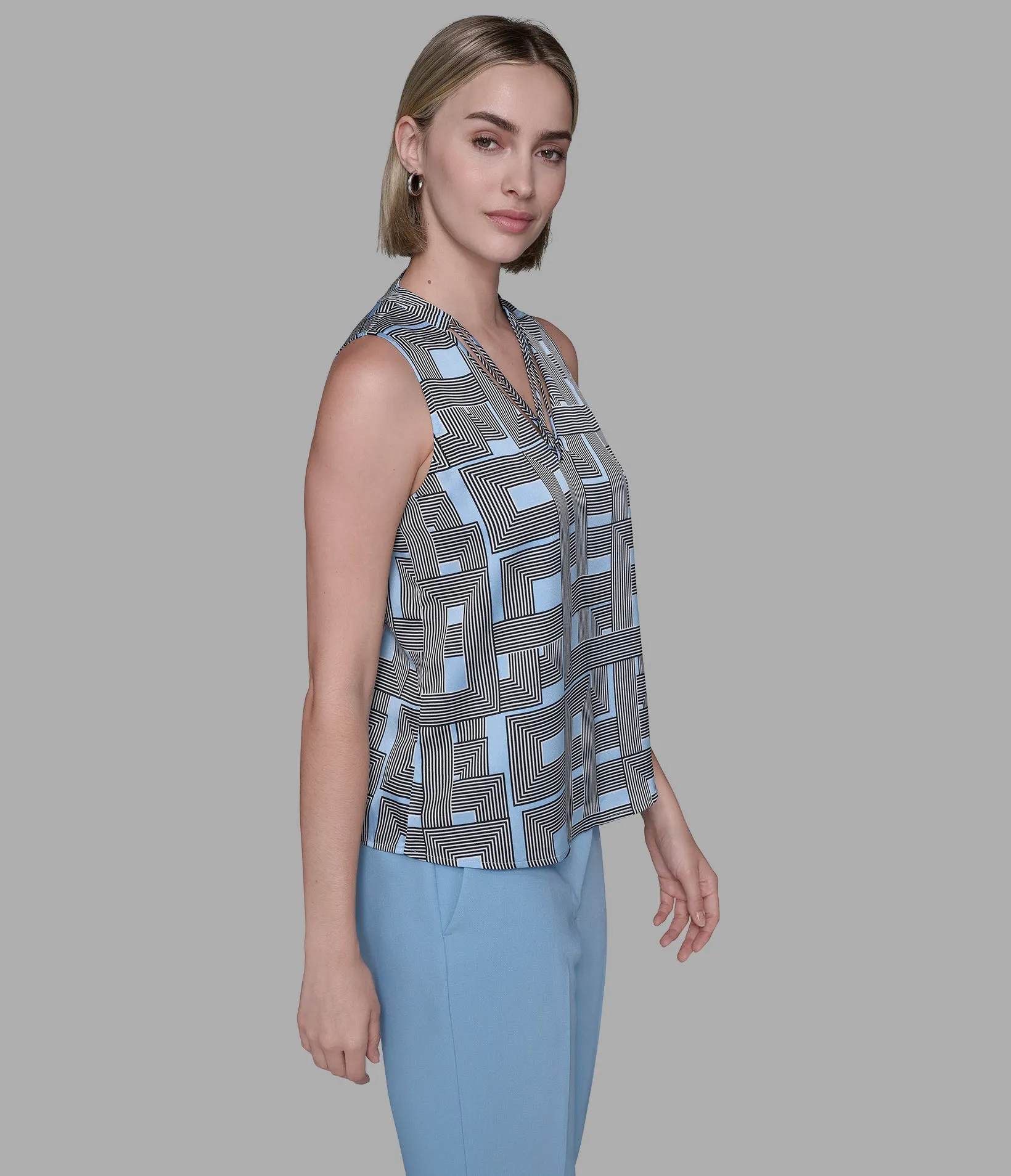 PRINTED CRISS-CROSS TOP sold by Karl Lagerfeld Paris product image thumbnail 3