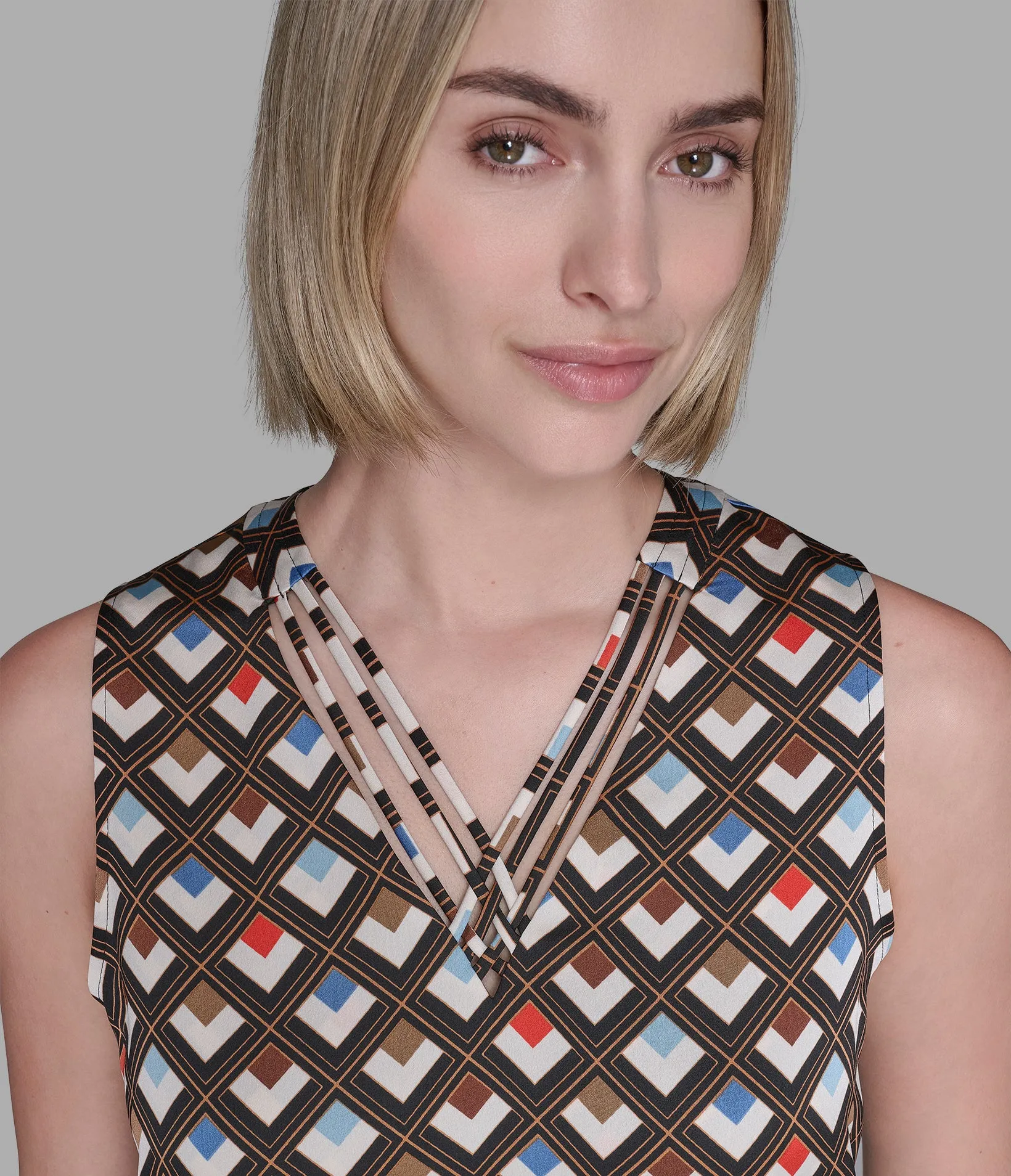 PRINTED CRISS-CROSS TOP sold by Karl Lagerfeld Paris product image thumbnail 5