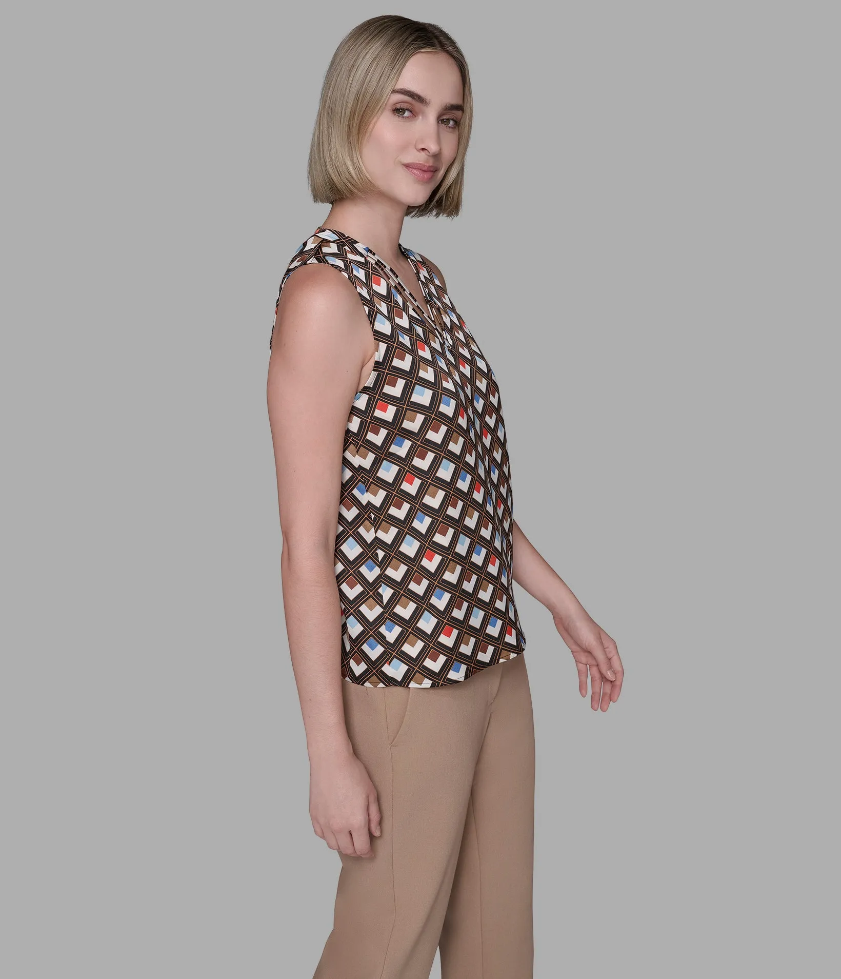 PRINTED CRISS-CROSS TOP sold by Karl Lagerfeld Paris product image thumbnail 4