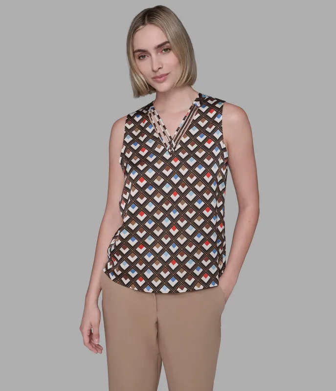 PRINTED CRISS-CROSS TOP sold by Karl Lagerfeld Paris