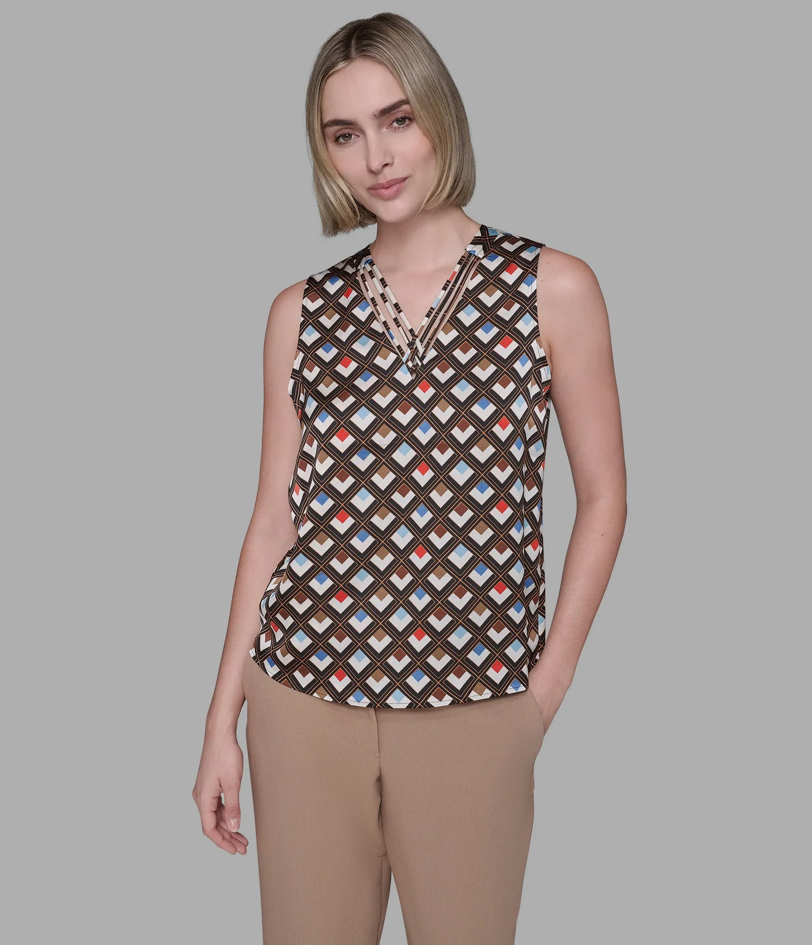 PRINTED CRISS-CROSS TOP sold by Karl Lagerfeld Paris