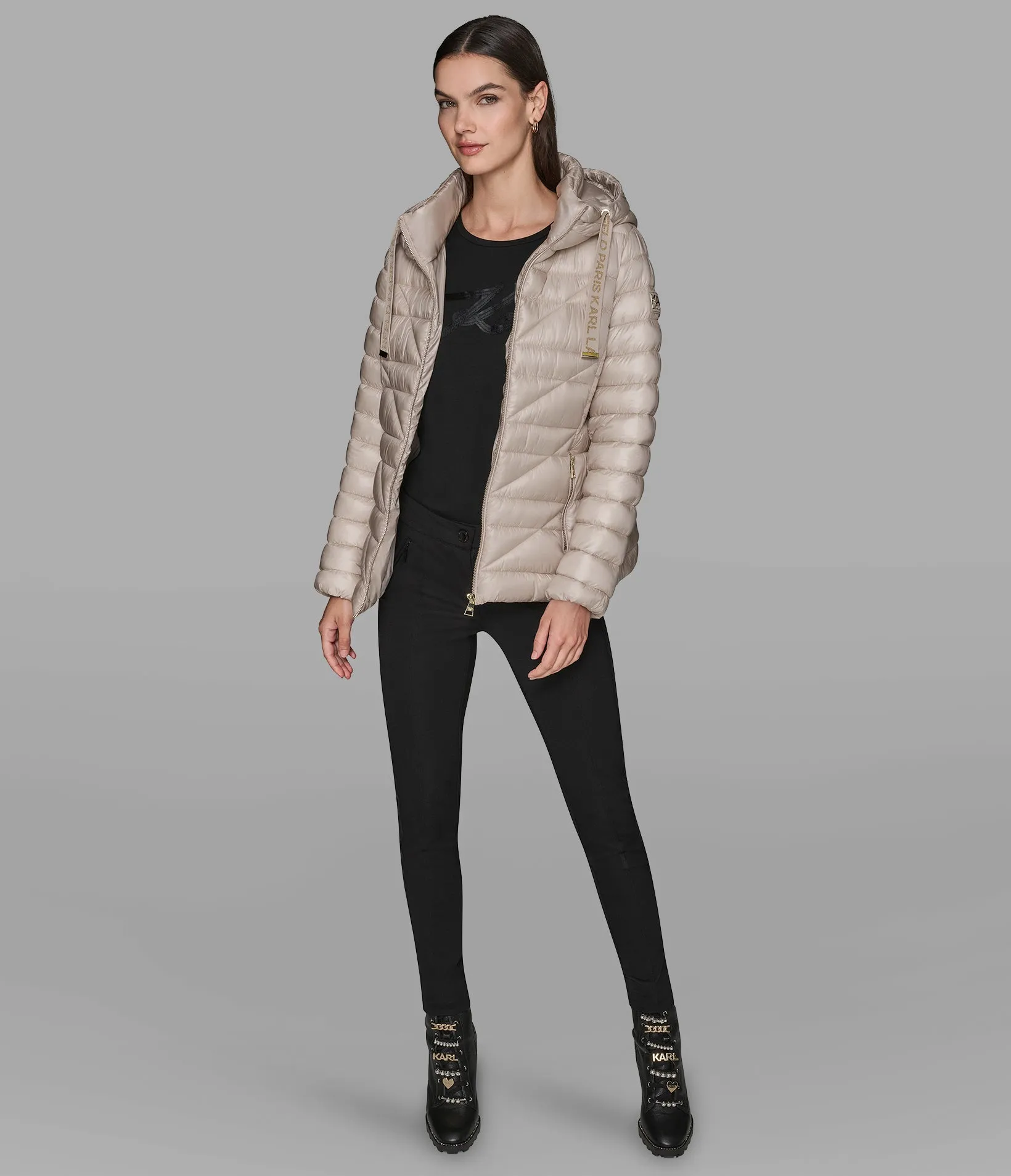SHORT PUFFER JACKET WITH LOGO sold by Karl Lagerfeld Paris product image thumbnail 3