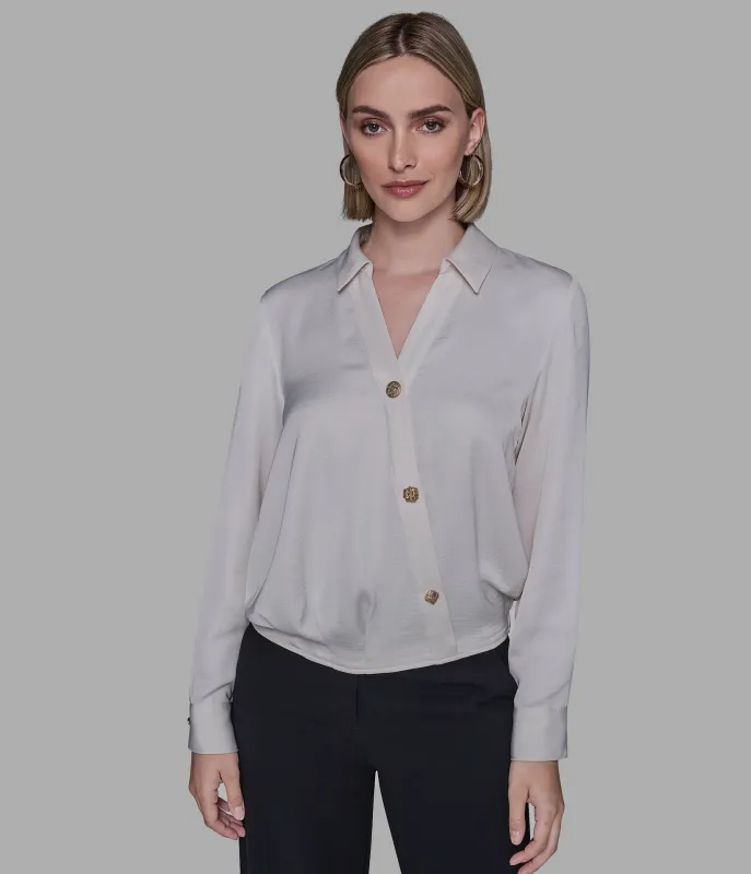 WRAP-EFFECT BLOUSE sold by Karl Lagerfeld Paris