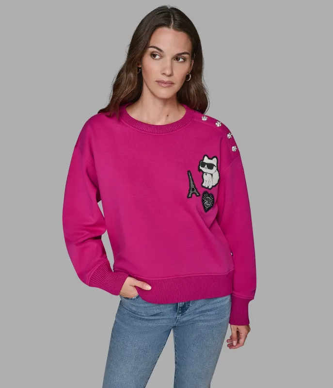PATCH SWEATSHIRT WITH BUTTONS sold by Karl Lagerfeld Paris