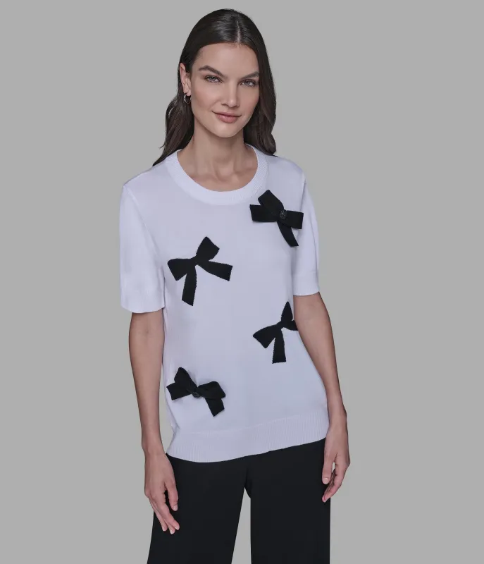 SHORT SLEEVE 3D BOWS SWEATER sold by Karl Lagerfeld Paris