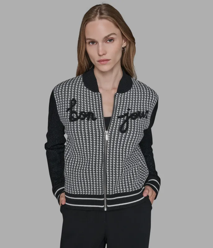 BONJOUR KNIT BOMBER JACKET sold by Karl Lagerfeld Paris