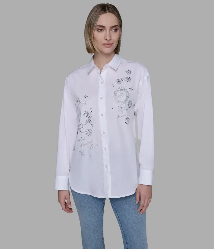 PARIS WHIMSY POPLIN SHIRT sold by Karl Lagerfeld Paris