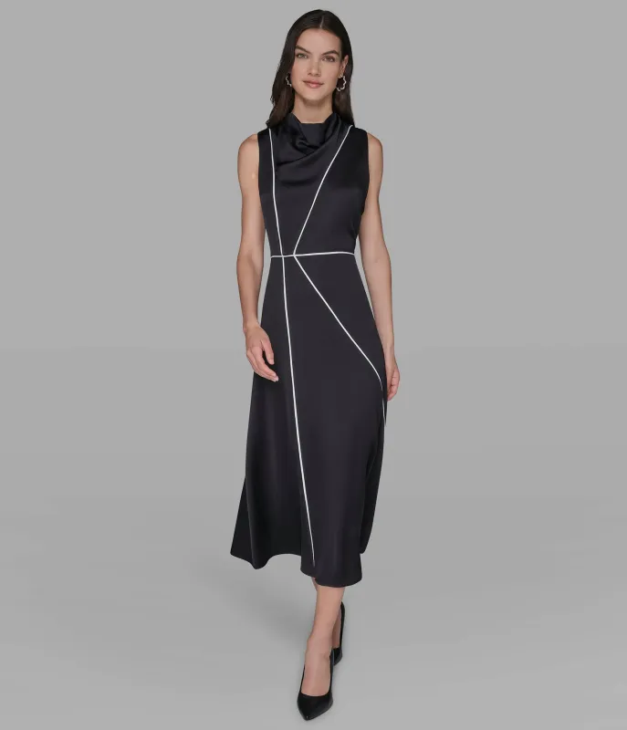 SLEEVELESS SILKY MIDI DRESS sold by Karl Lagerfeld Paris