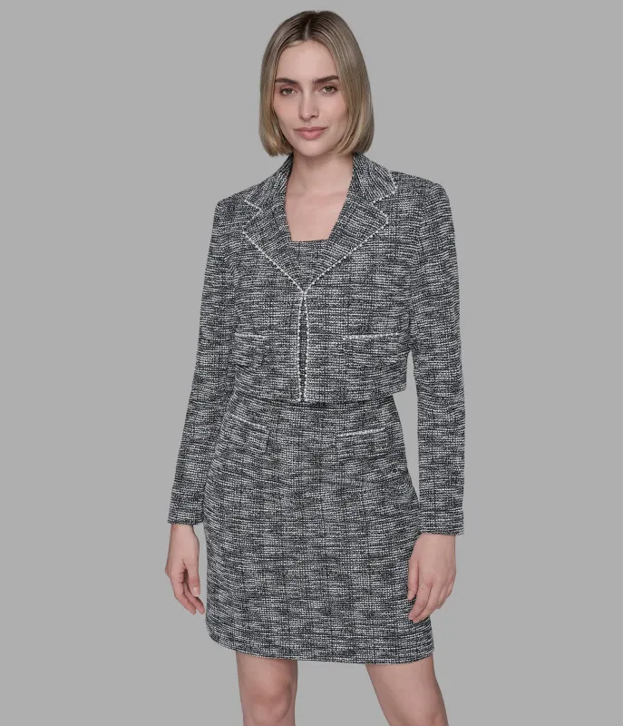 CROPPED METALLIC TWEED CO-ORD JACKET sold by Karl Lagerfeld Paris