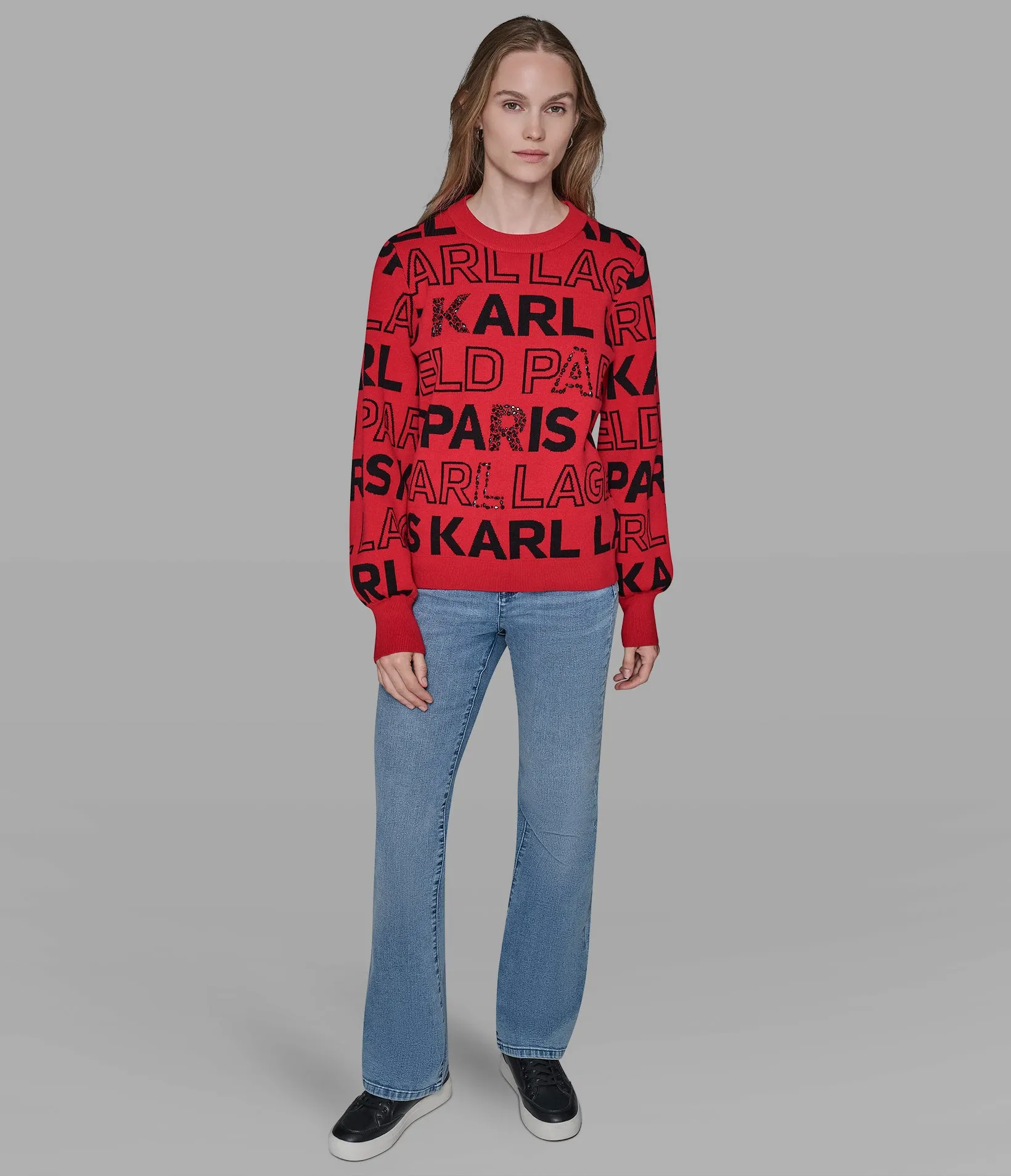 LOGO EMBELLISHED SWEATER sold by Karl Lagerfeld Paris product image thumbnail 3